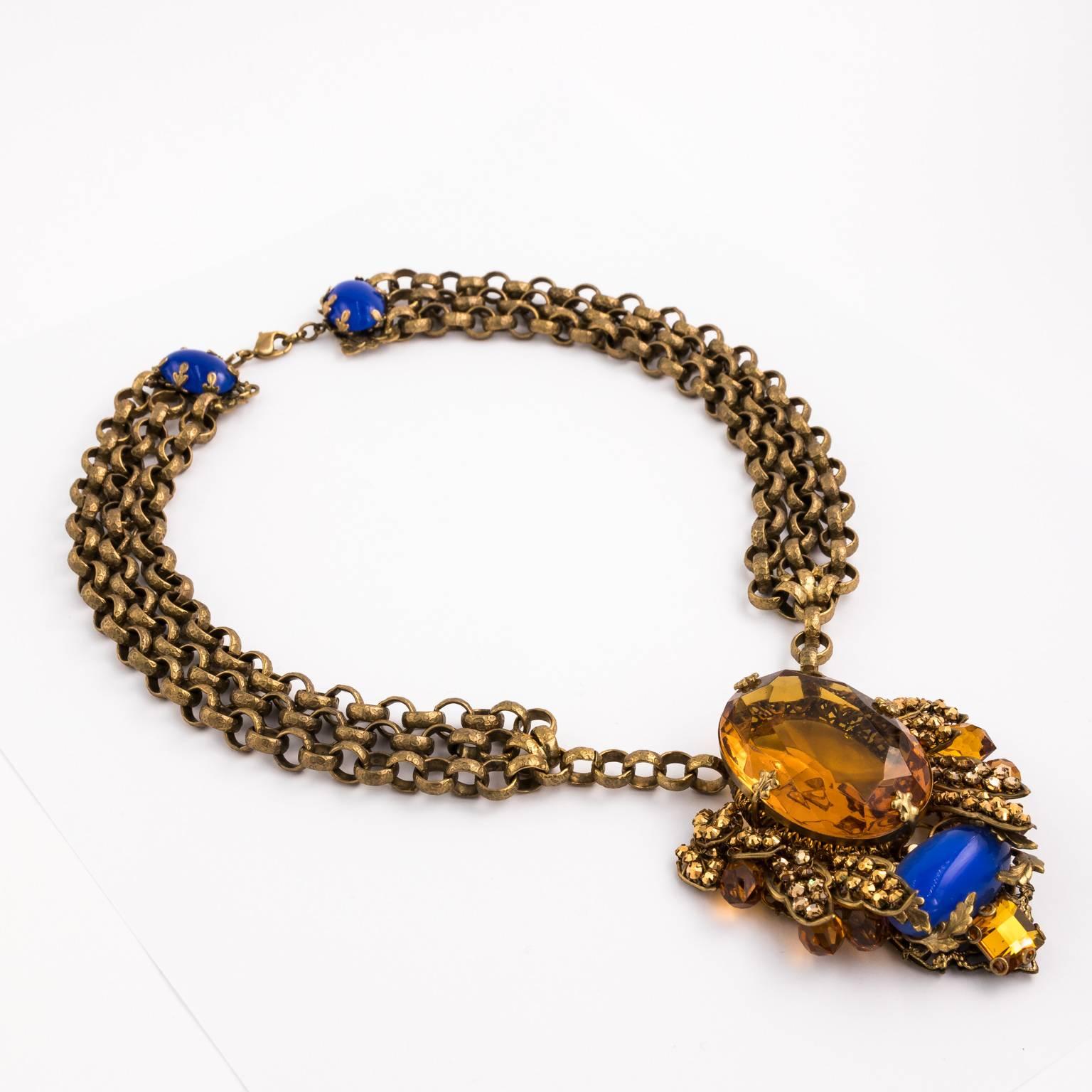 Bijoux Heart Necklace with Large Citrine Glass Centre Piece by Dita Von Teese 12