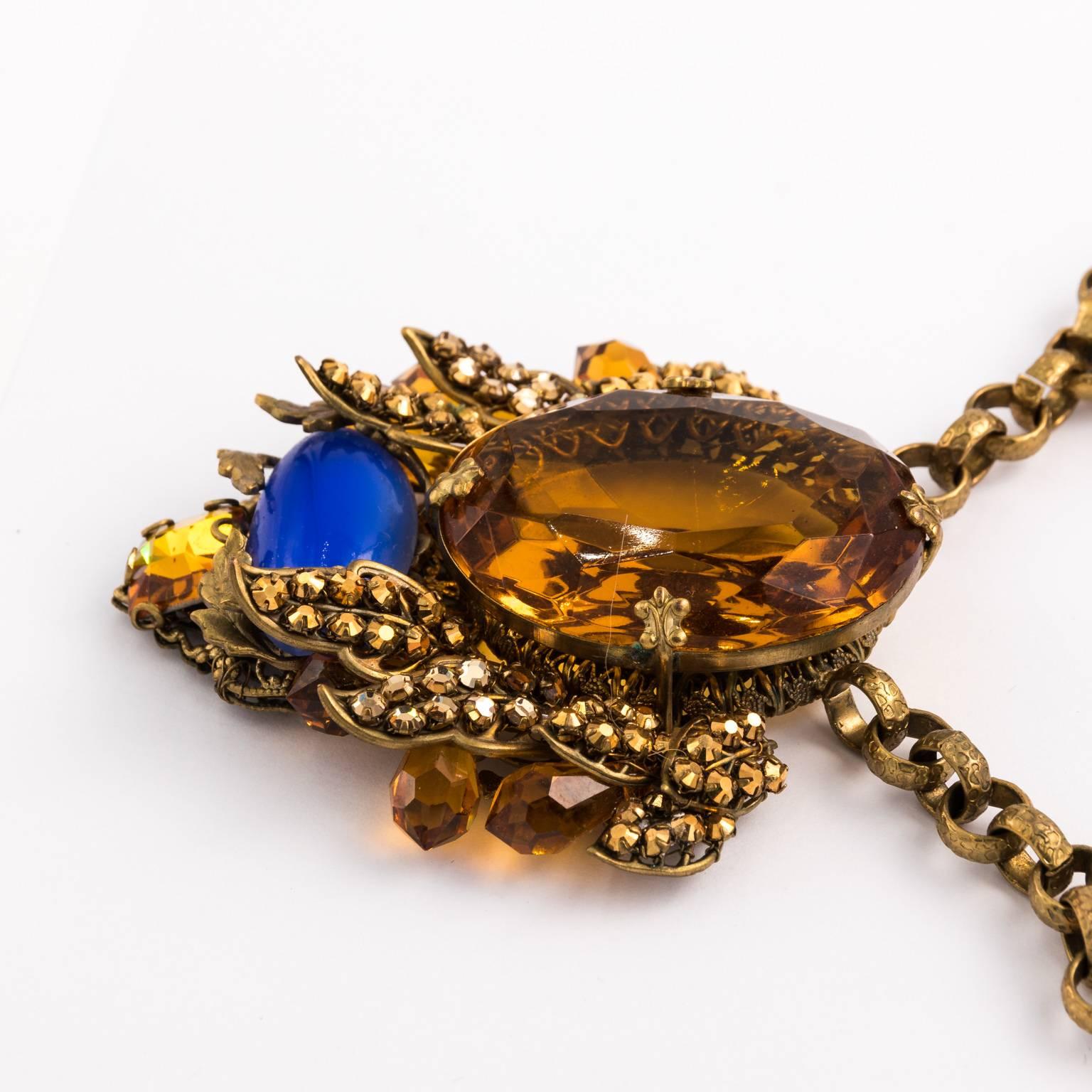 Women's Bijoux Heart Necklace with Large Citrine Glass Centre Piece by Dita Von Teese