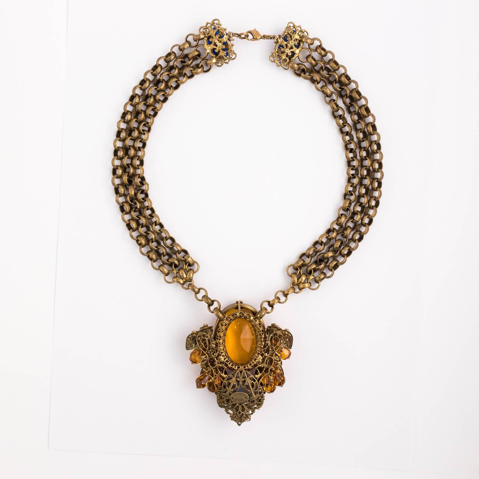 Bijoux Heart Necklace with Large Citrine Glass Centre Piece by Dita Von Teese 1