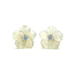 Bijoux Num 14mm Carved Serpentine Flower Vermeil Earrings