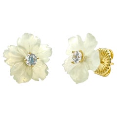 Bijoux Num 14mm Carved Serpentine Flower Vermeil Earrings
