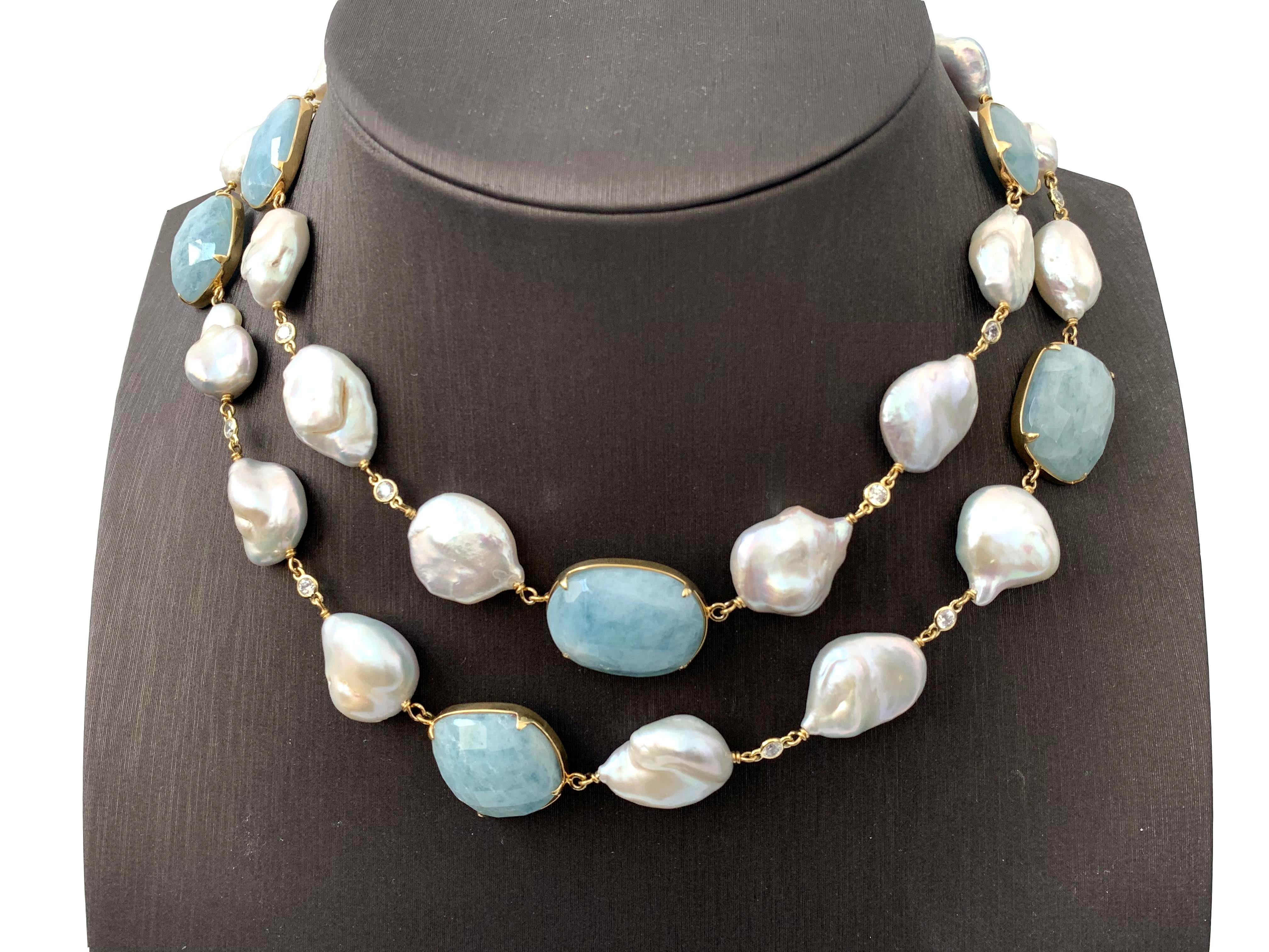 Bijoux Num Aquamarine and Baroque Pearl Necklace 3