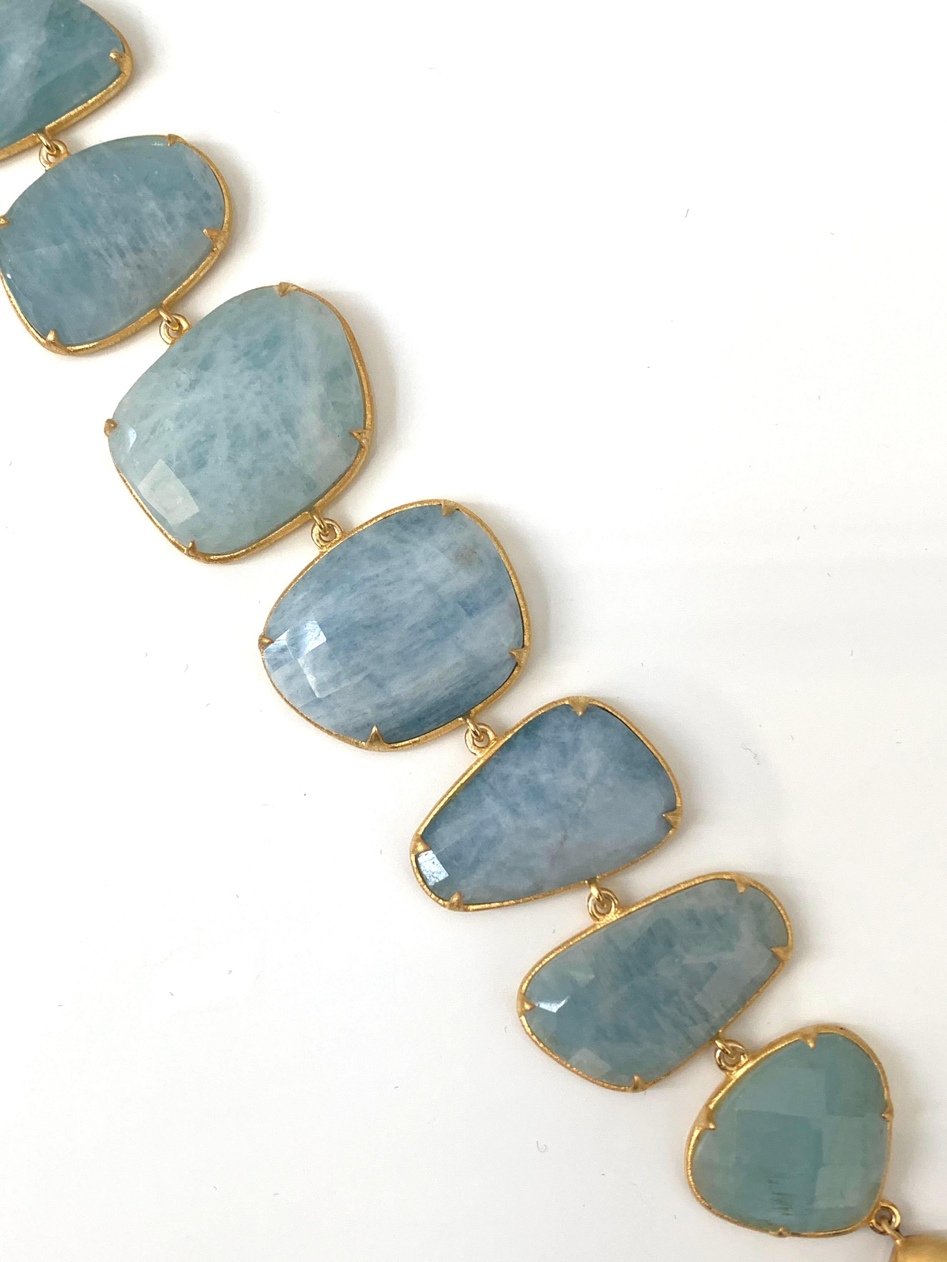 Bijoux Num Aquamarine Link Bracelet In New Condition In Los Angeles, CA