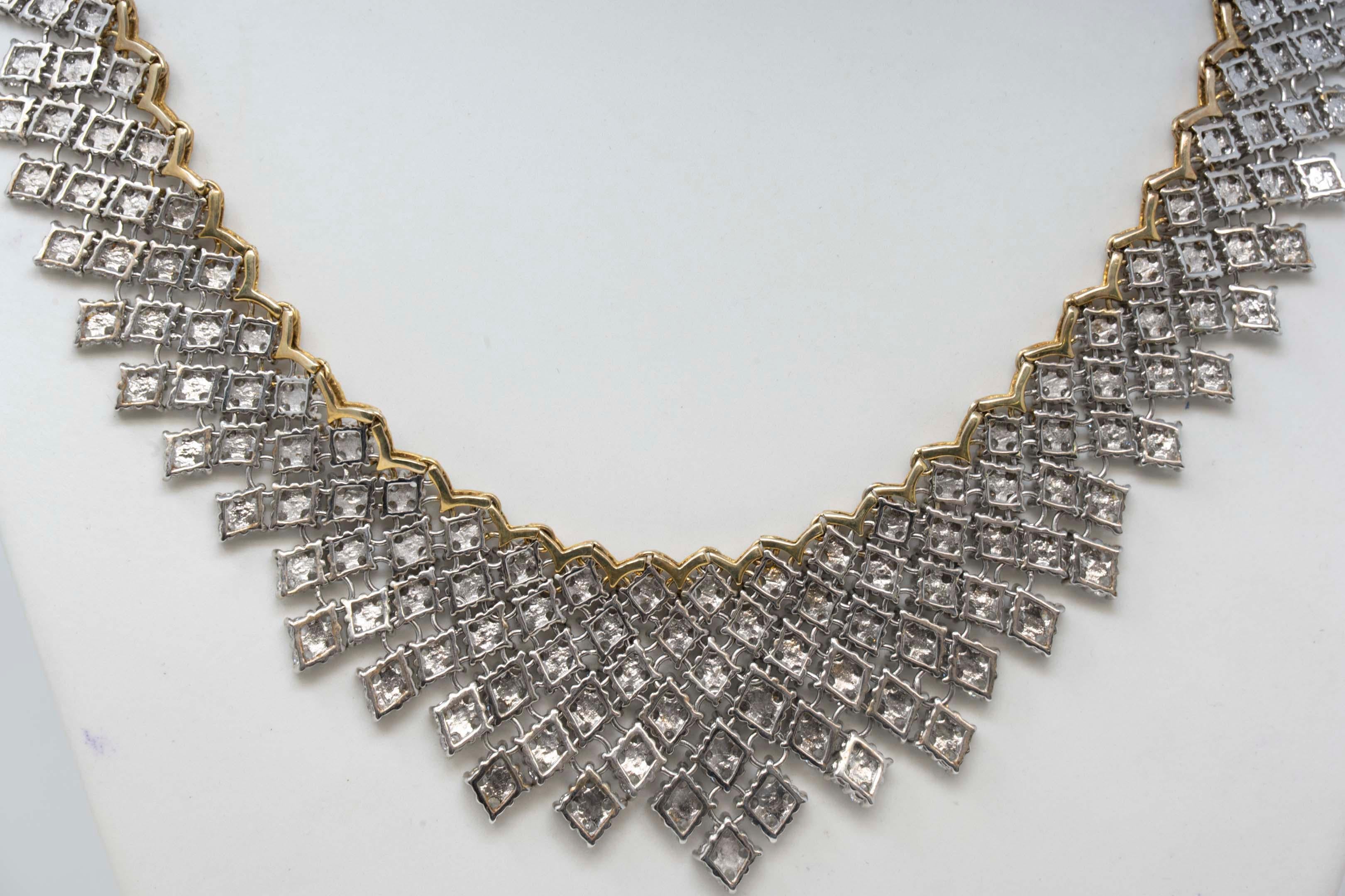 Women's Bijoux Num, Bib Sterling Silver Necklace with C/Z For Sale