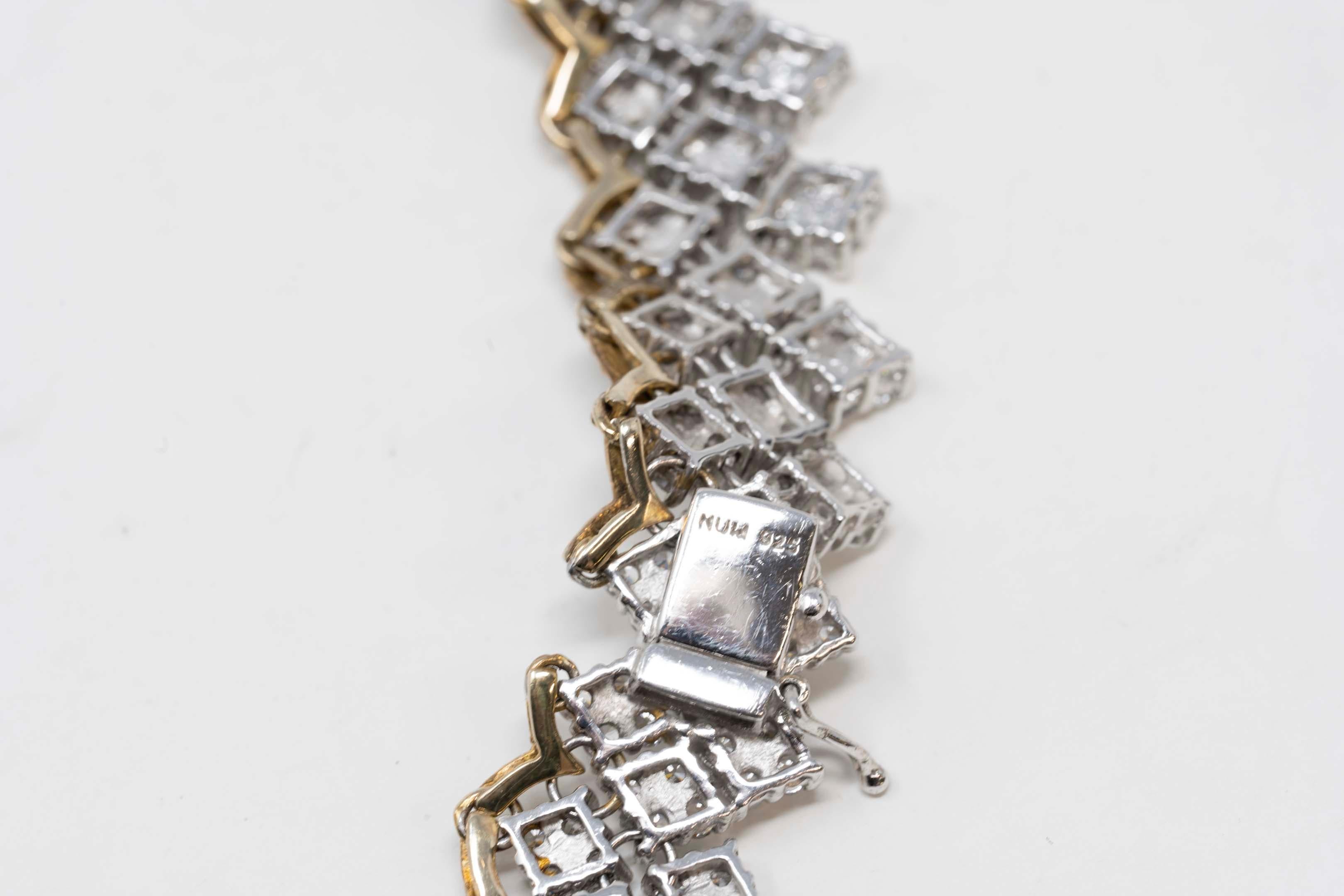 Bijoux Num, Bib Sterling Silver Necklace with C/Z For Sale 2