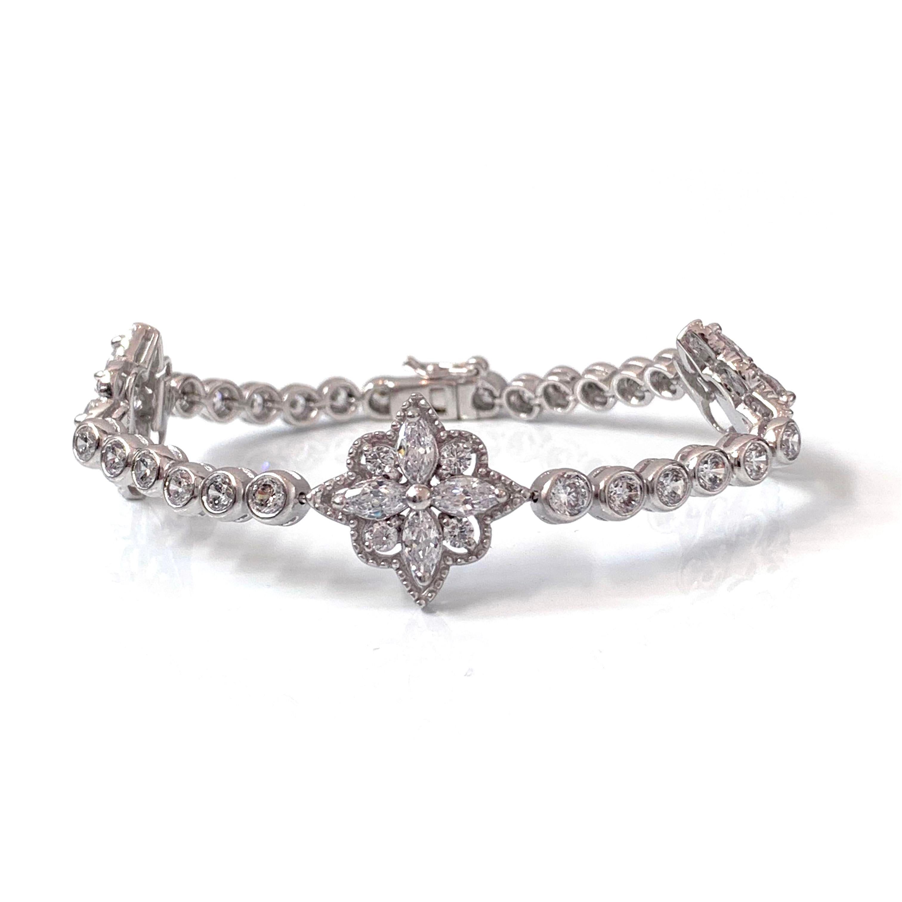 Bijoux Num Bracelet de fleurs byzantines en argent sterling Pour femmes en vente