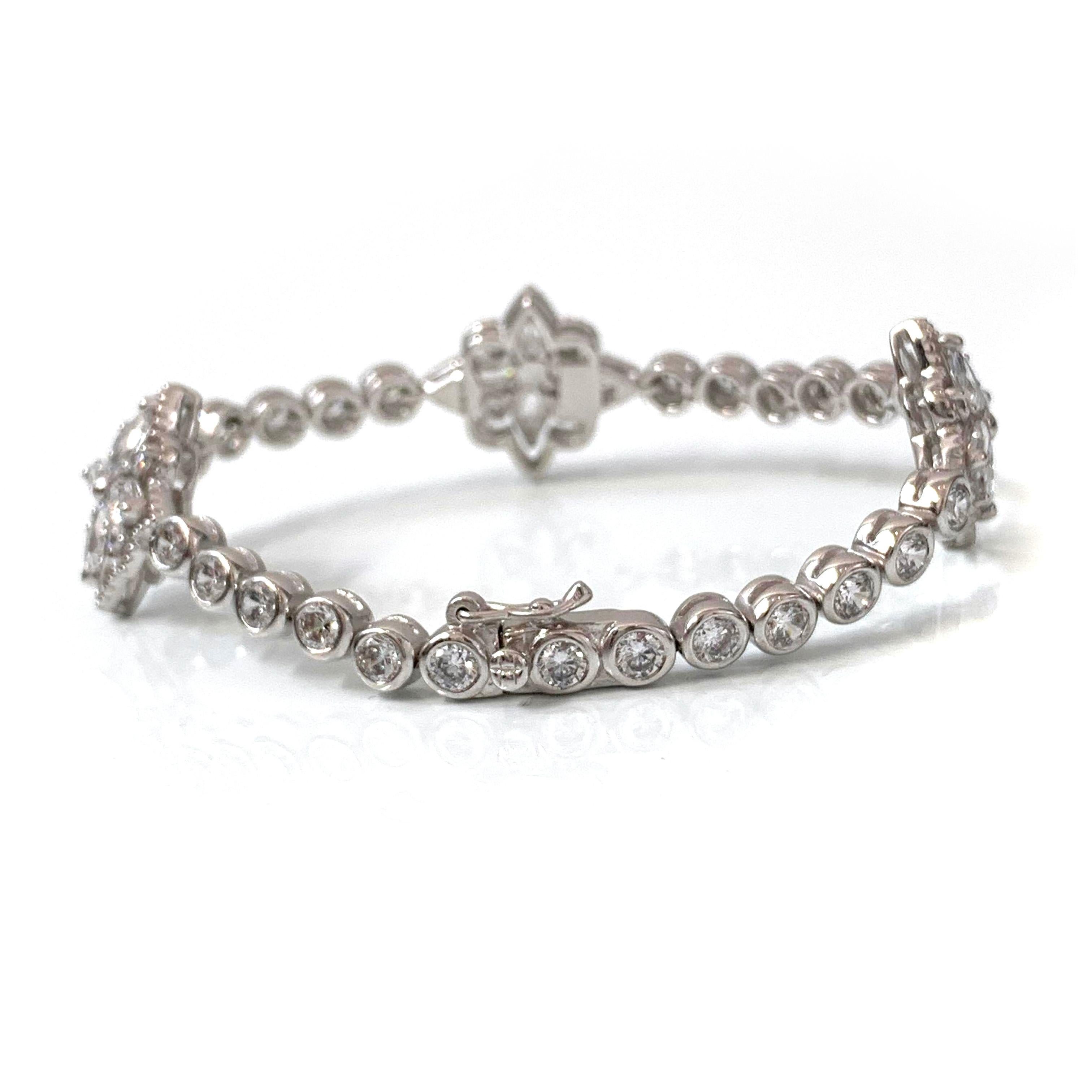Contemporary Bijoux Num Byzantine Flower Sterling Silver Bracelet For Sale
