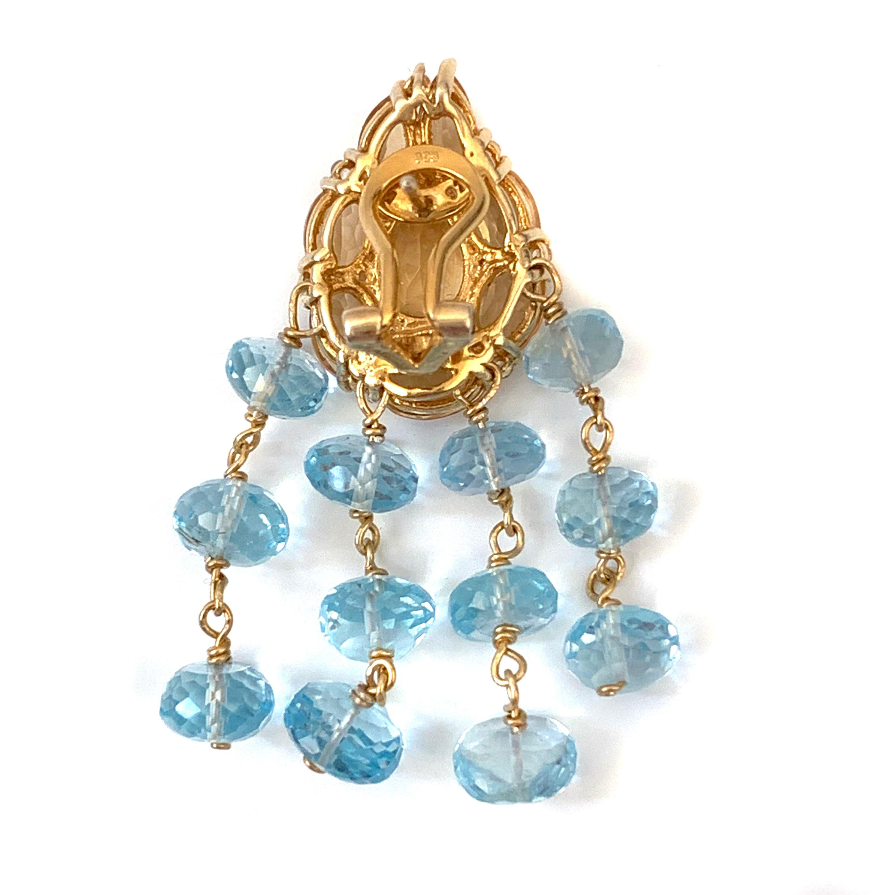 Women's Bijoux Num Clustered Citrine and Blue Topaz Dangle Earrings
