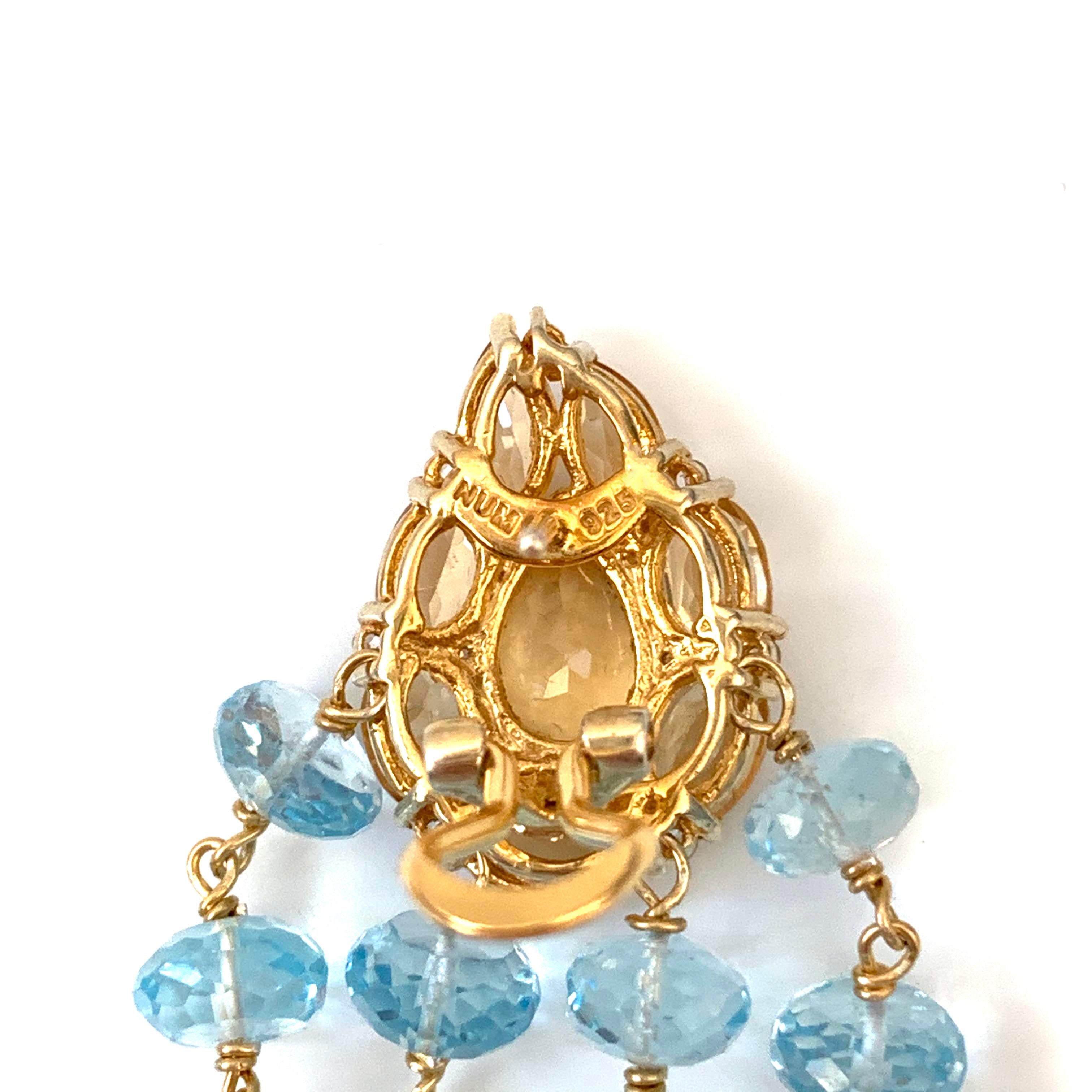 Bijoux Num Clustered Citrine and Blue Topaz Dangle Earrings 1
