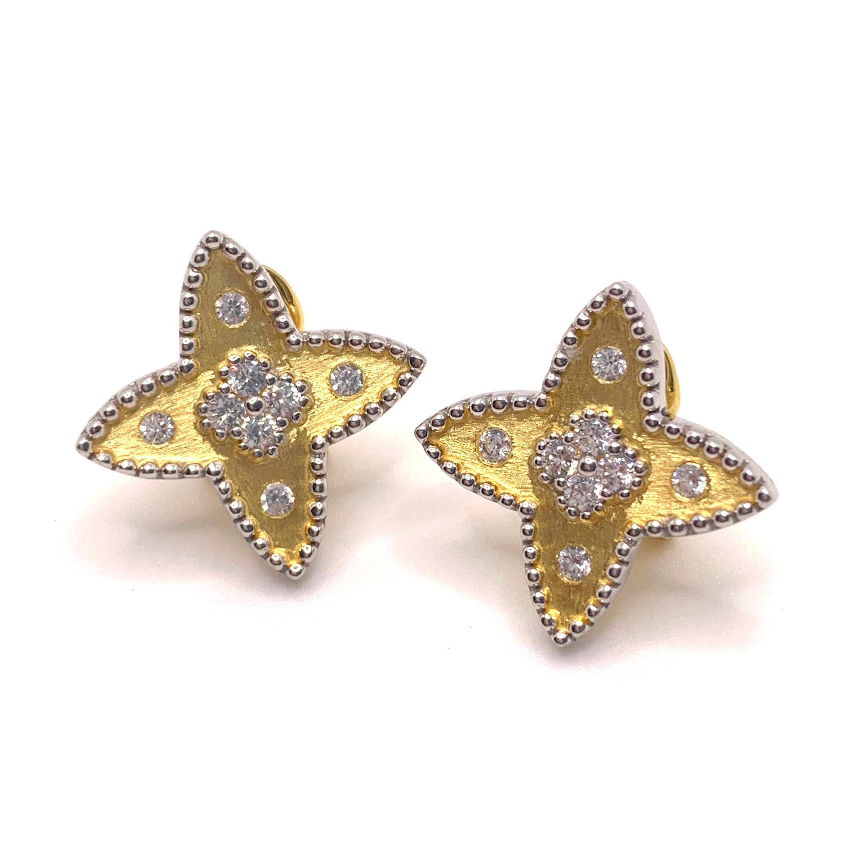 Bijoux Num Clover Pattern Star Shape Vermeil Earrings For Sale 1