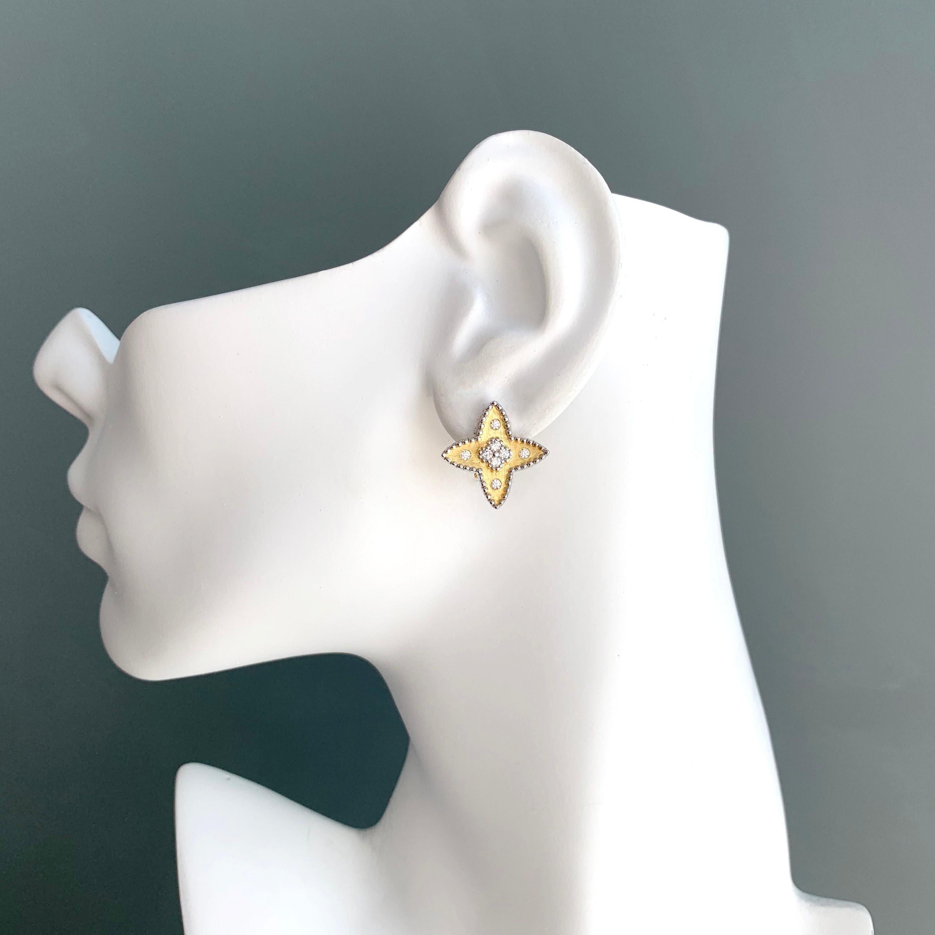 Bijoux Num Clover Pattern Star Shape Vermeil Earrings 1