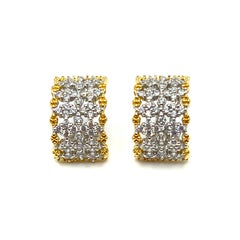 Bijoux Num Diamond-Pattern Half Hoop Vermeil Earrings