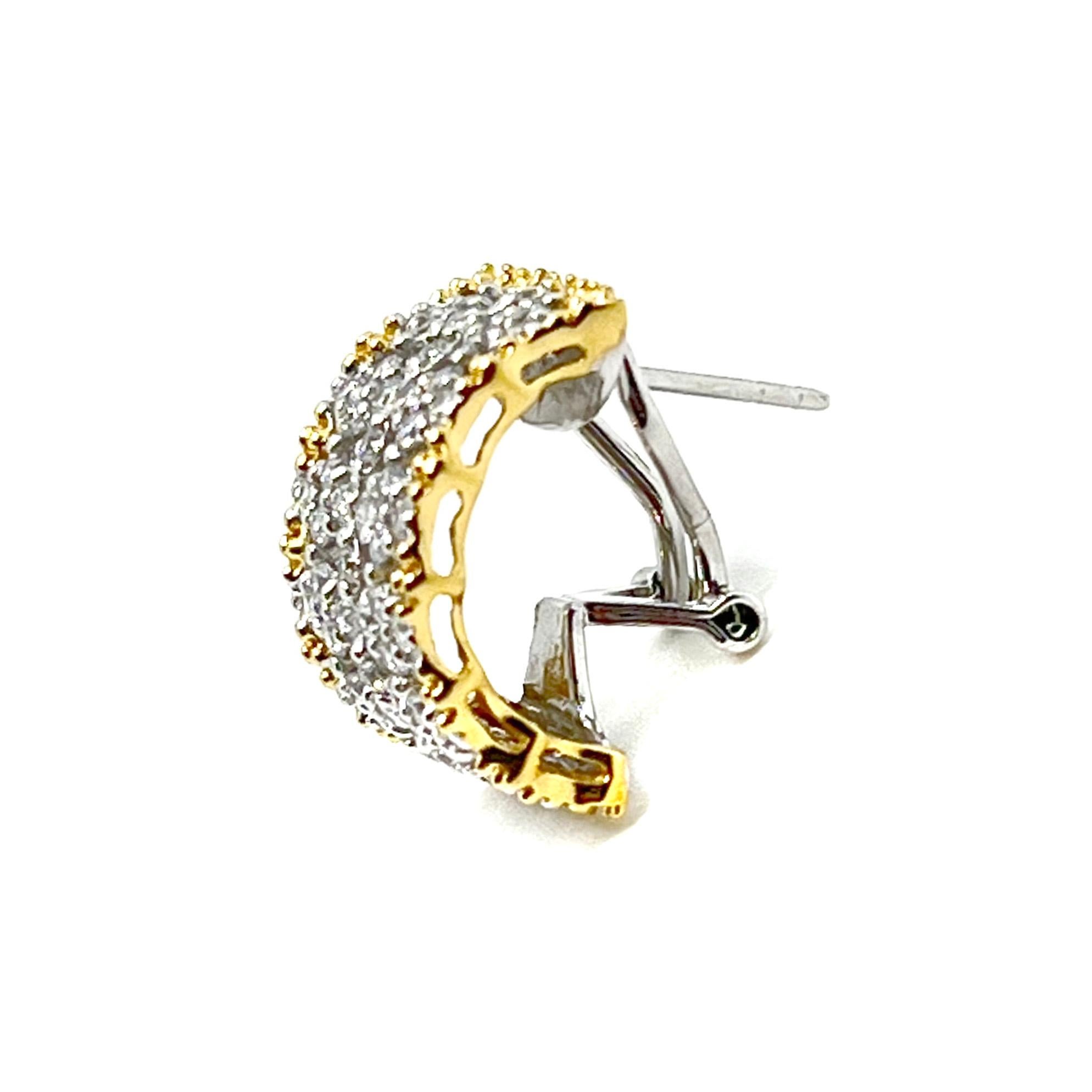 Women's Bijoux Num Diamond-Pattern Half Hoop Vermeil Earrings