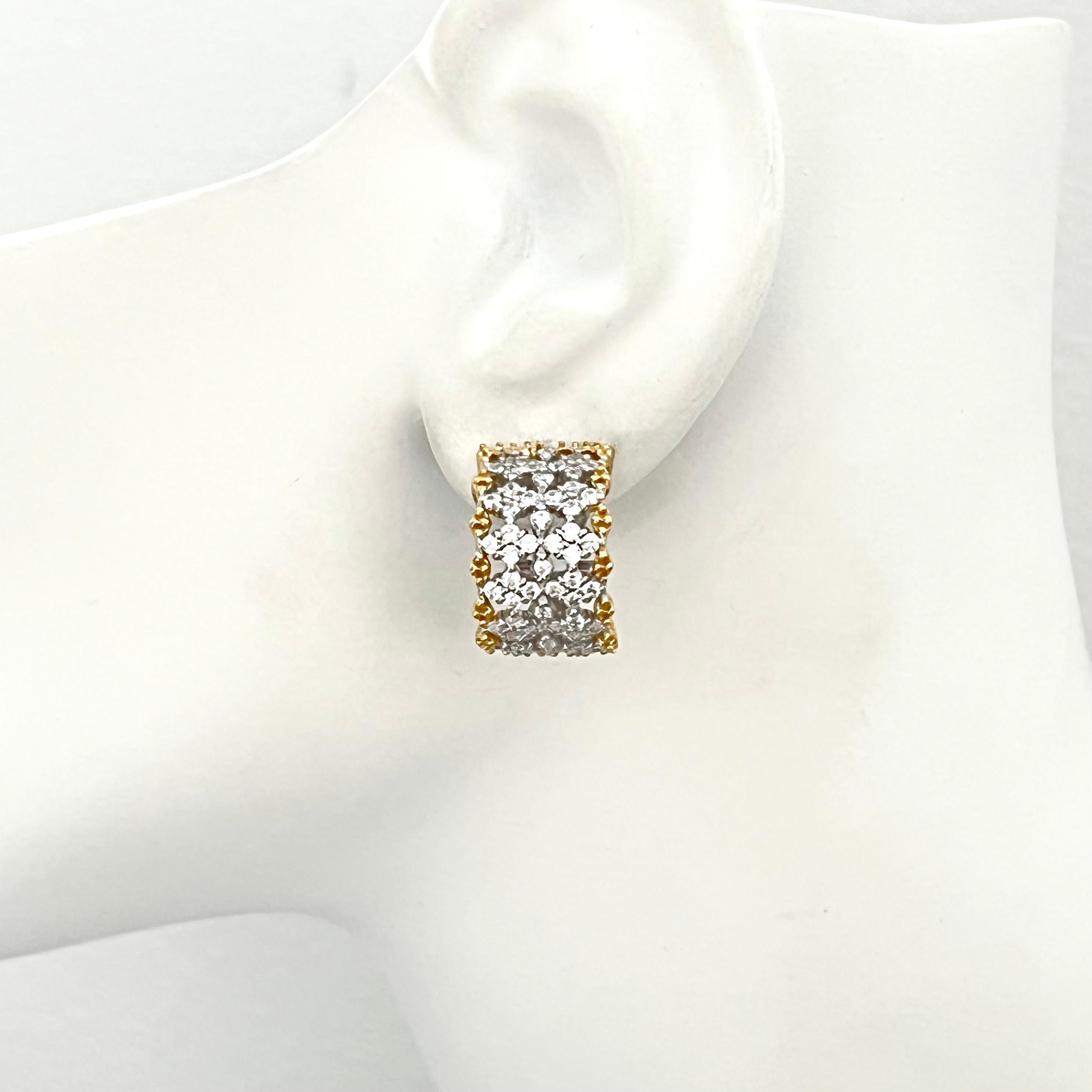 Bijoux Num Diamond-Pattern Half Hoop Vermeil Earrings 2