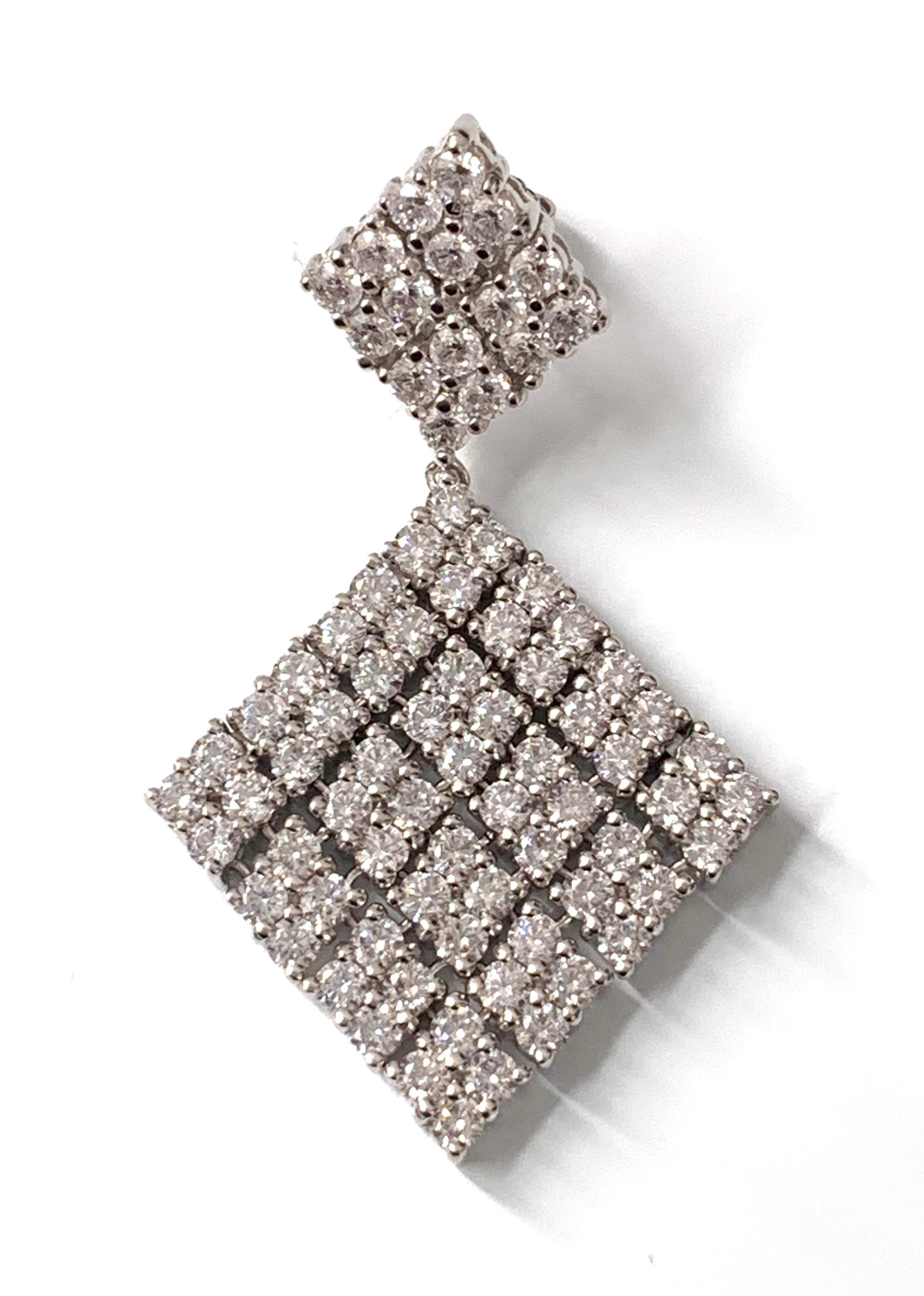 Contemporary Bijoux Num Diamond Shape CZ sterling silver Dangle Earrings