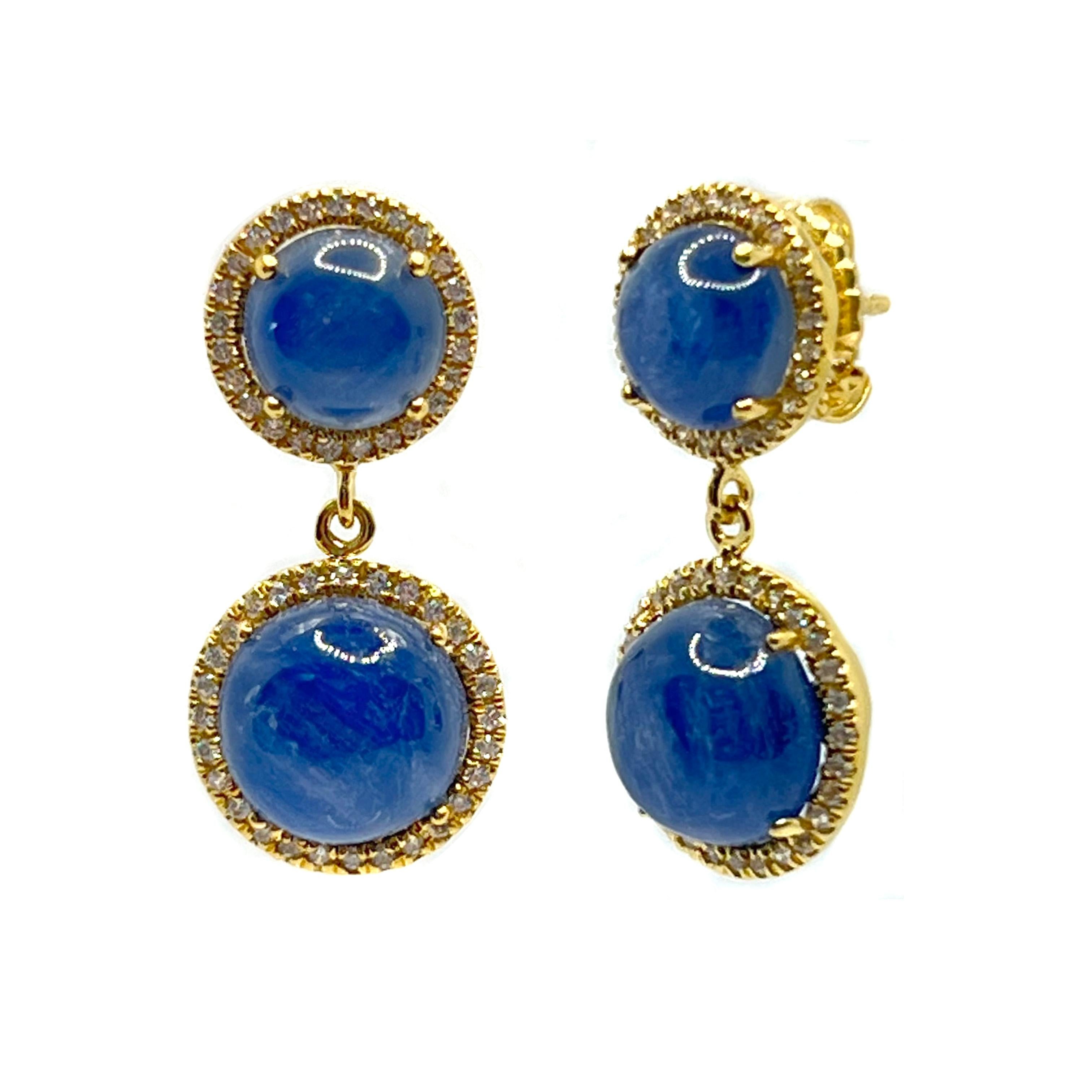 Contemporaneo Orecchini pendenti di kyanite a doppio cerchio Bijoux Num in vendita