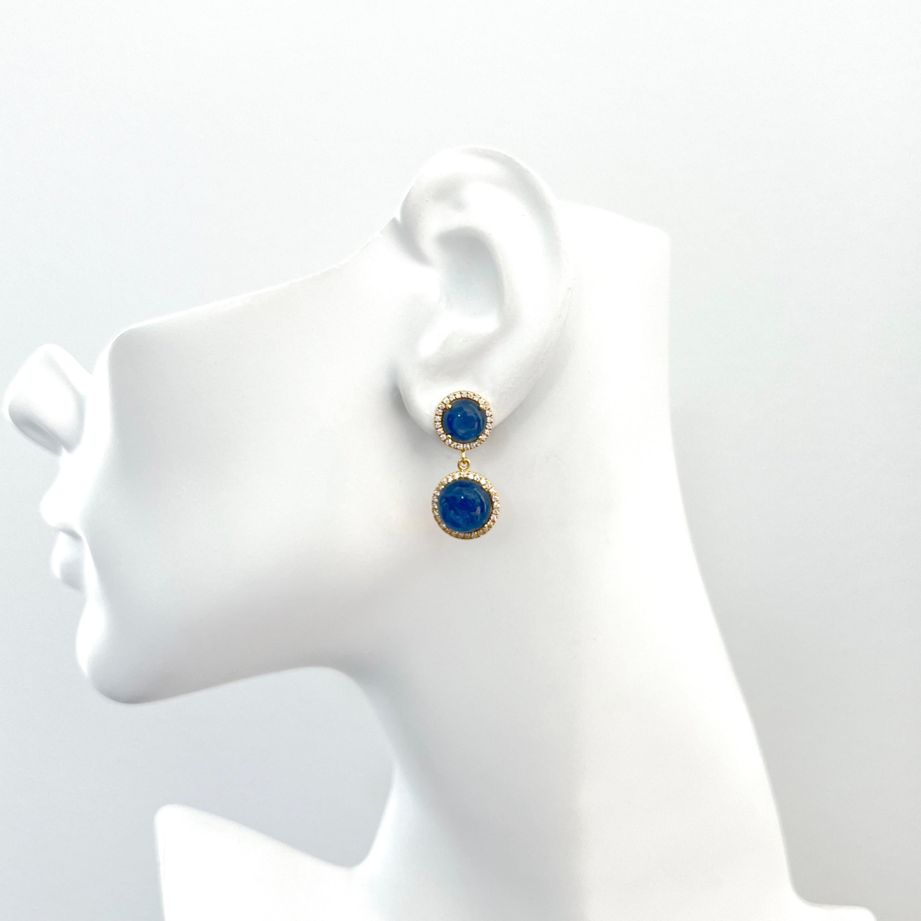 Donna Orecchini pendenti di kyanite a doppio cerchio Bijoux Num in vendita