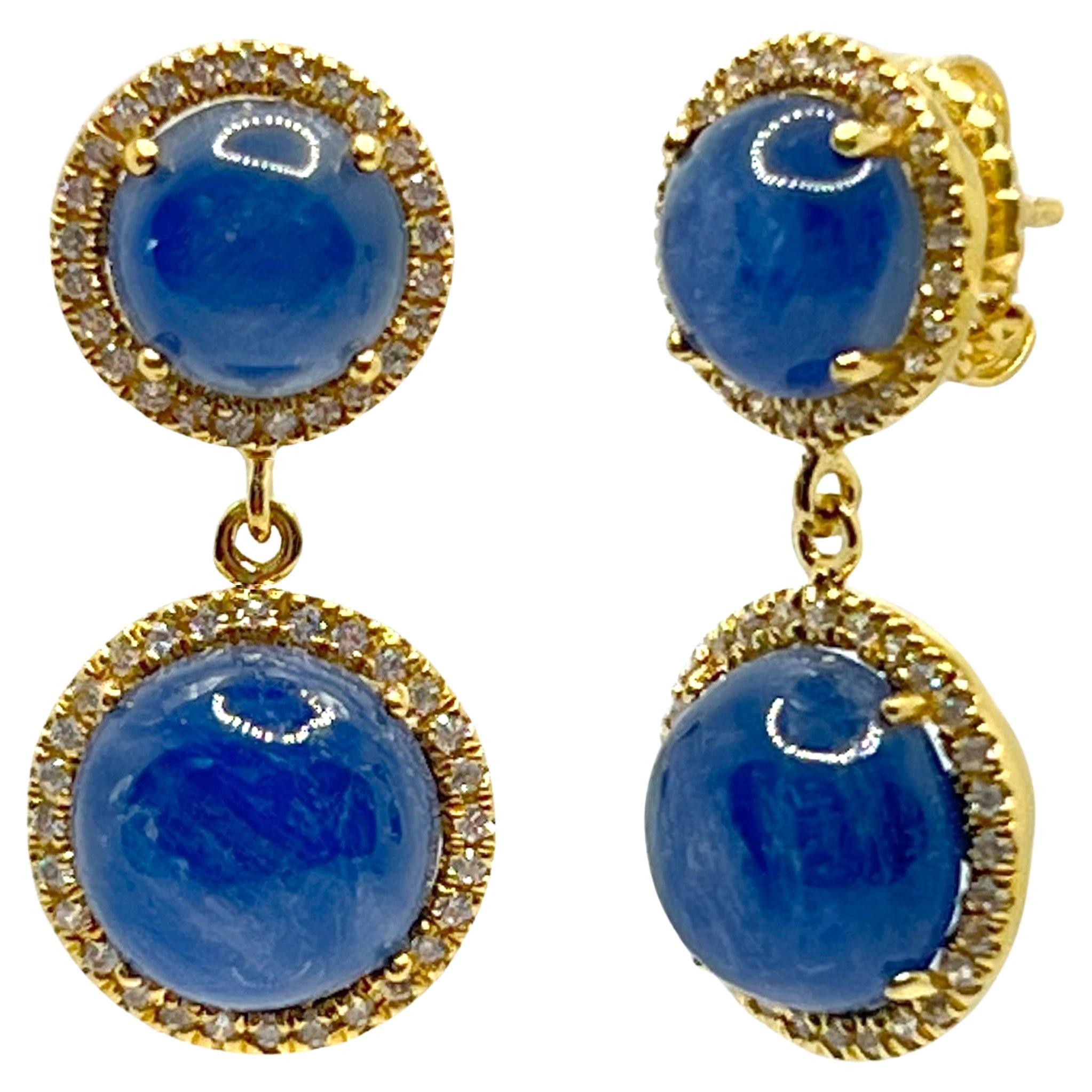 Bijoux Num Double Halo Round Kyanite Dangle Earrings