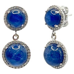 Bijoux Num Double Halo Round Kyanite Dangle Earrings Bijoux Num Double Halo Round Kyanite Dangle Earrings