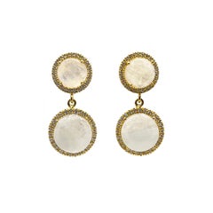 Orecchini pendenti con pietra di luna arcobaleno a doppio cerchio Bijoux Num