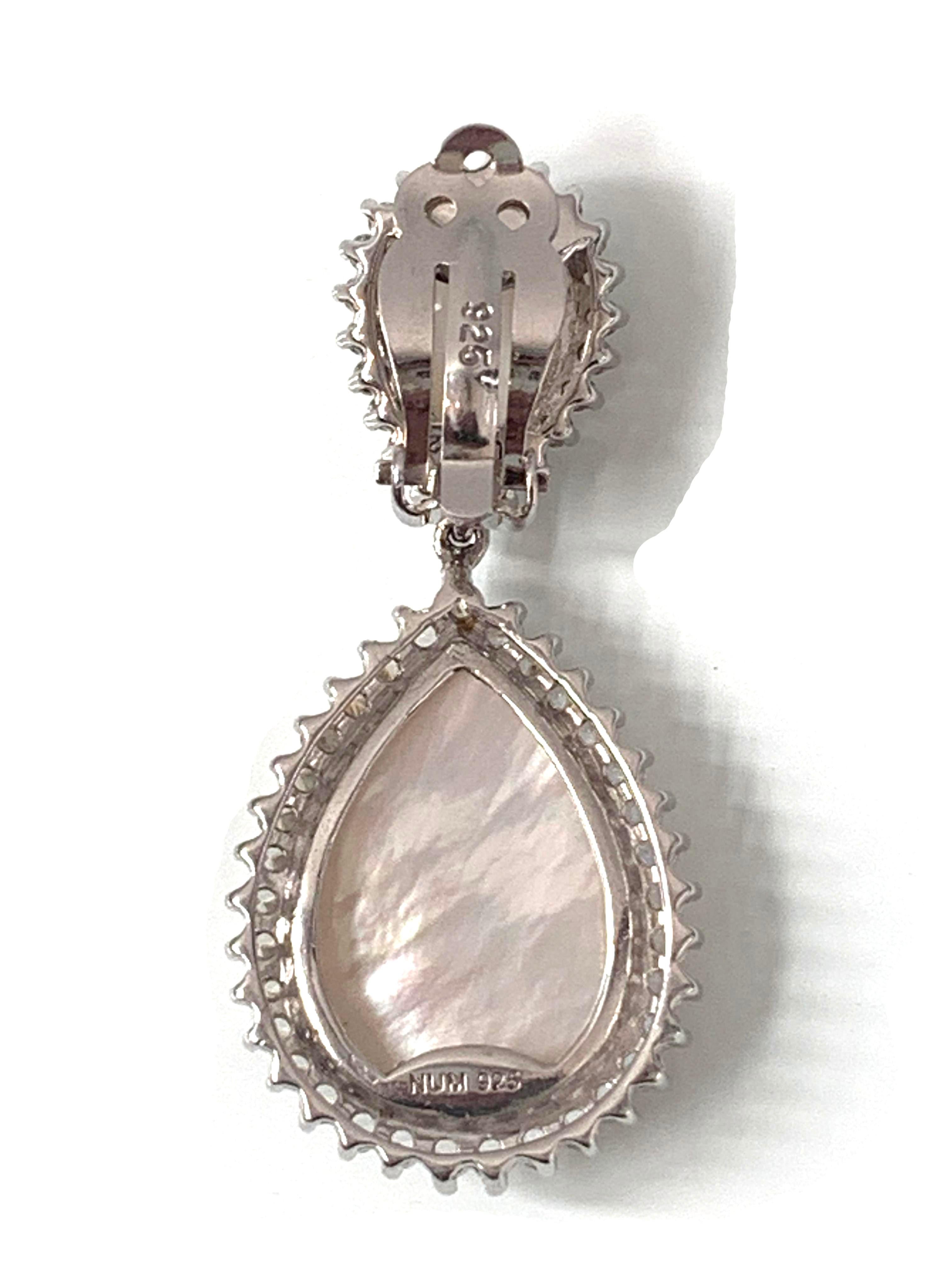 Women's Bijoux Num Double Pear Shape Mother of Pearl Drop Earrings