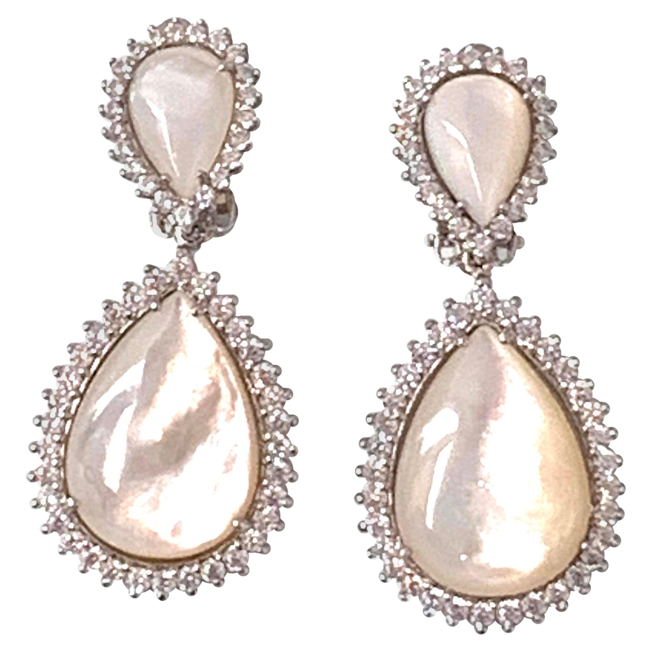 Bijoux Num Double Pear Shape Mother of Pearl Drop Earrings