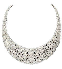 Bijoux Num Elegant Clustered Cubic Zirconia Sterling Silver Bib Necklace