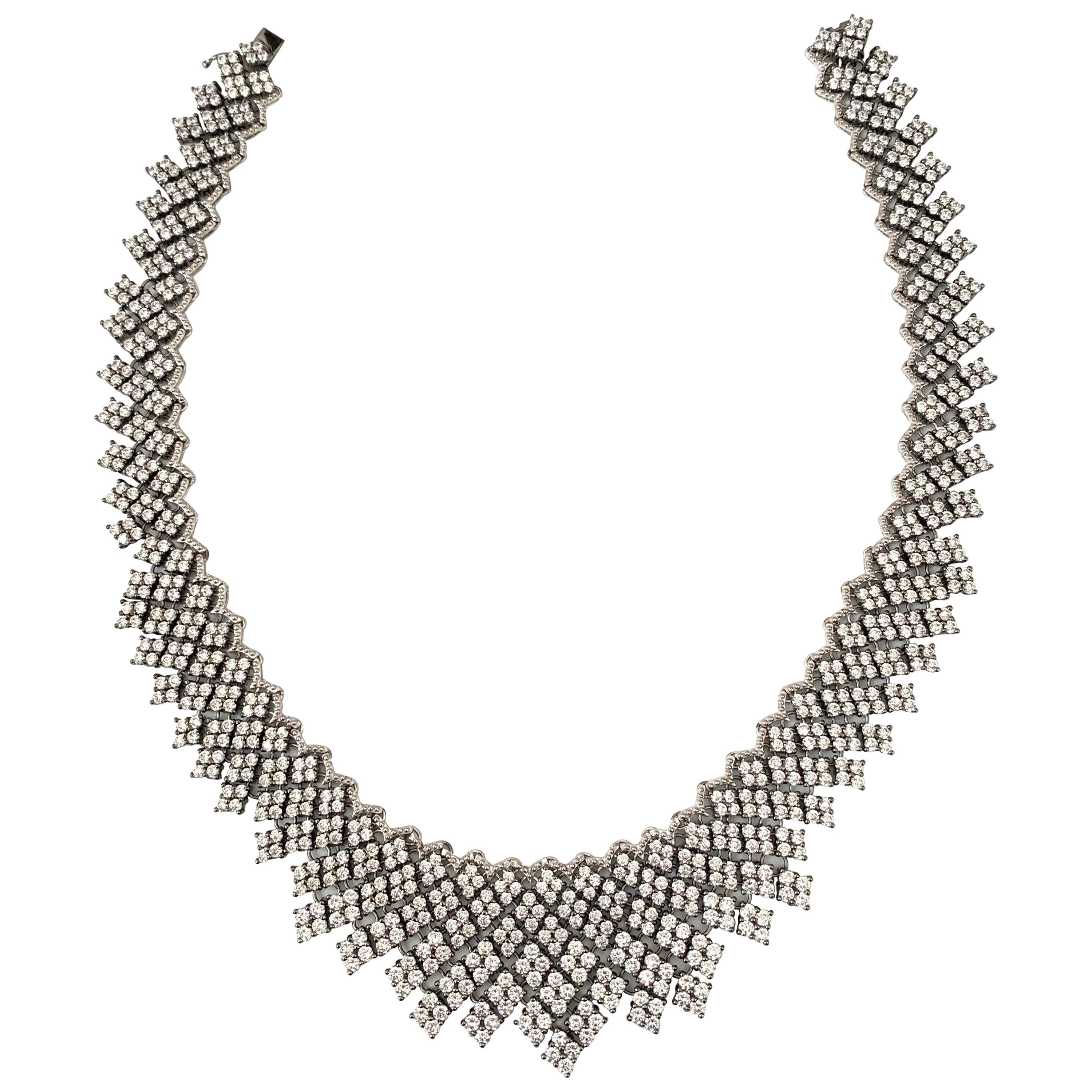 Bijoux Num Elegant Diamond Shape Cubic Zirconia Bib Necklace For Sale