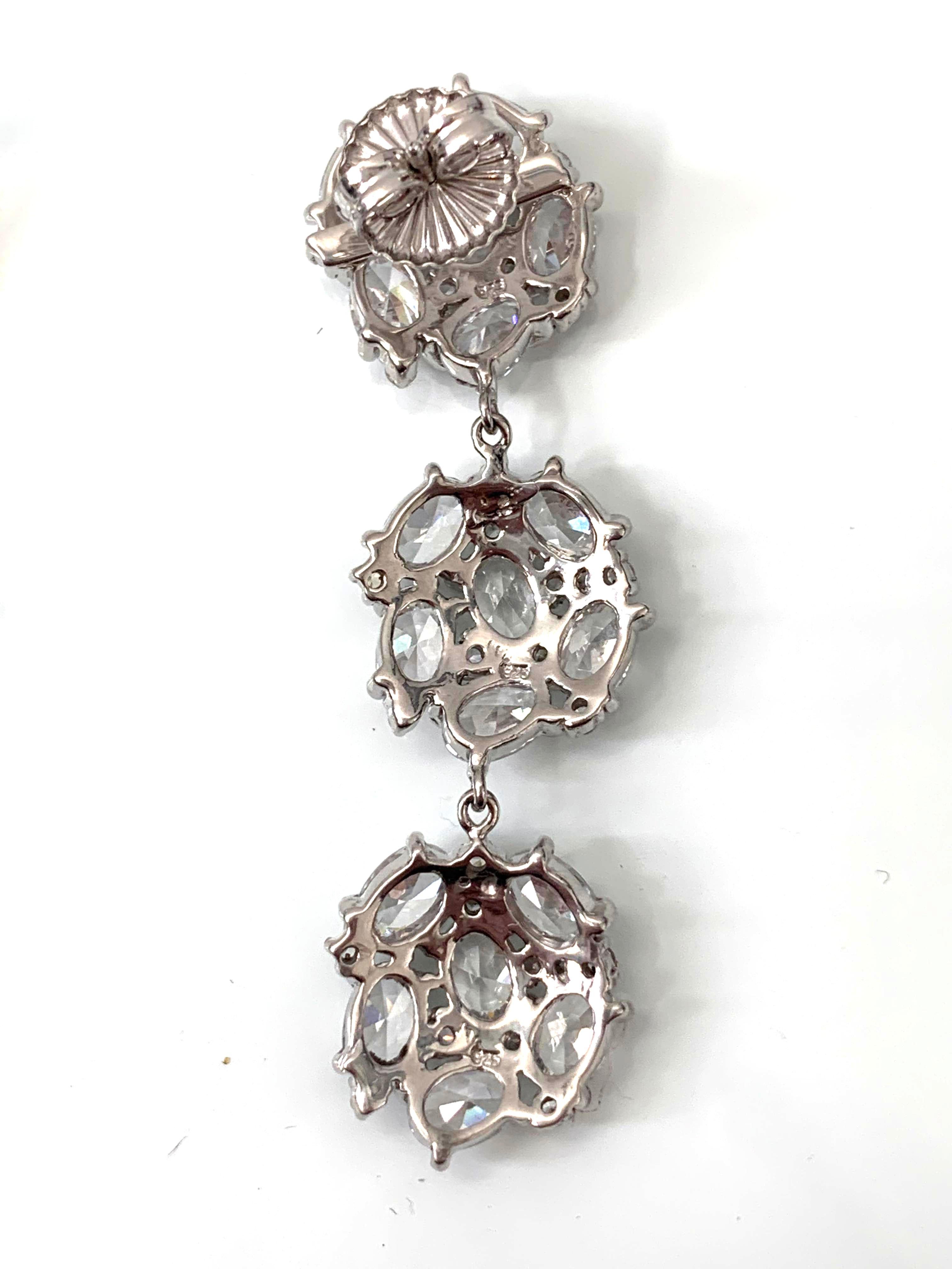 Bijoux Num Encrusted Faux Diamond Dangle Earrings In New Condition In Los Angeles, CA