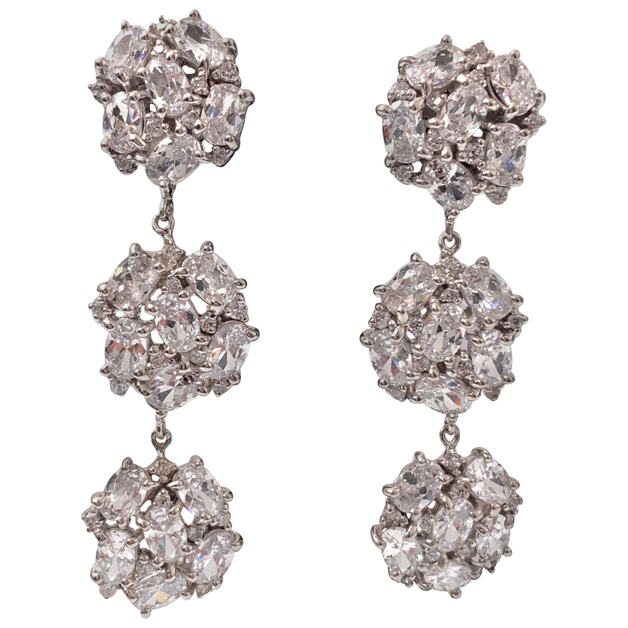 Bijoux Num Encrusted Faux Diamond Dangle Earrings