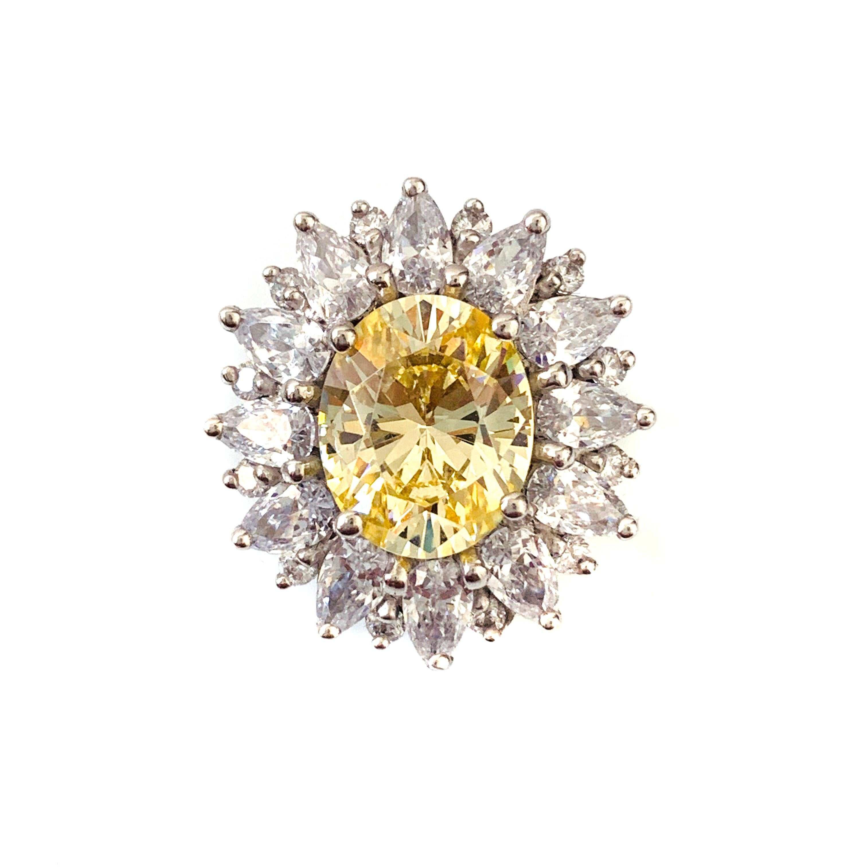 Contemporary Bijoux Num Fabulous Faux Canary Diamond Button Earrings