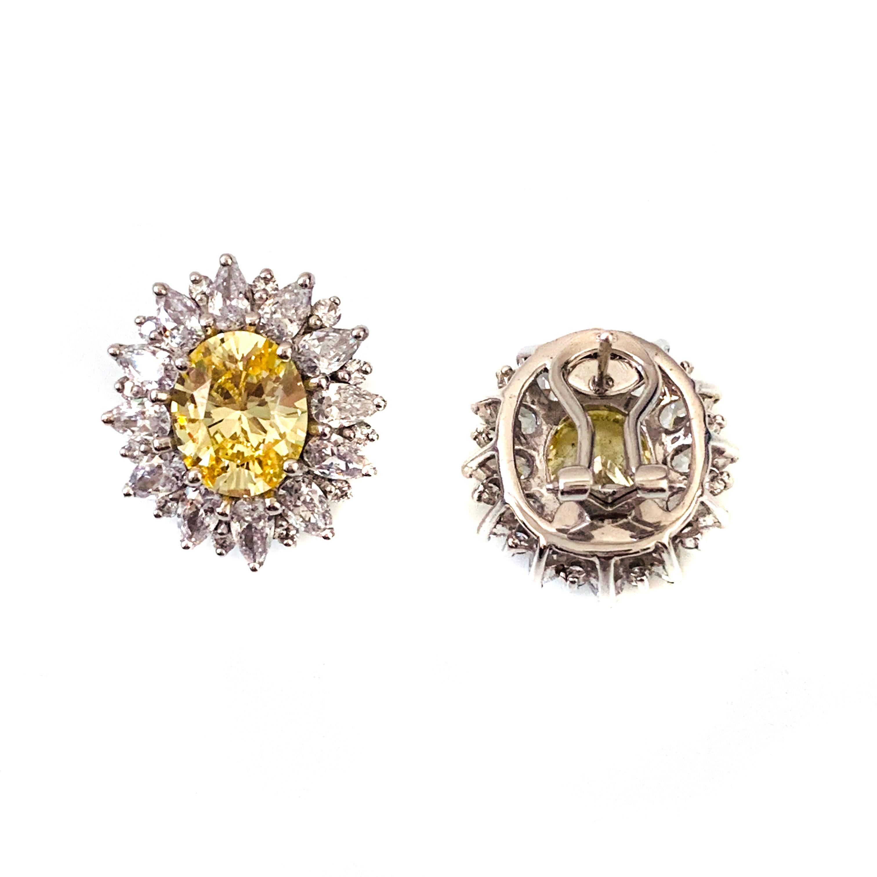 Bijoux Num Fabulous Faux Canary Diamond Button Earrings 1