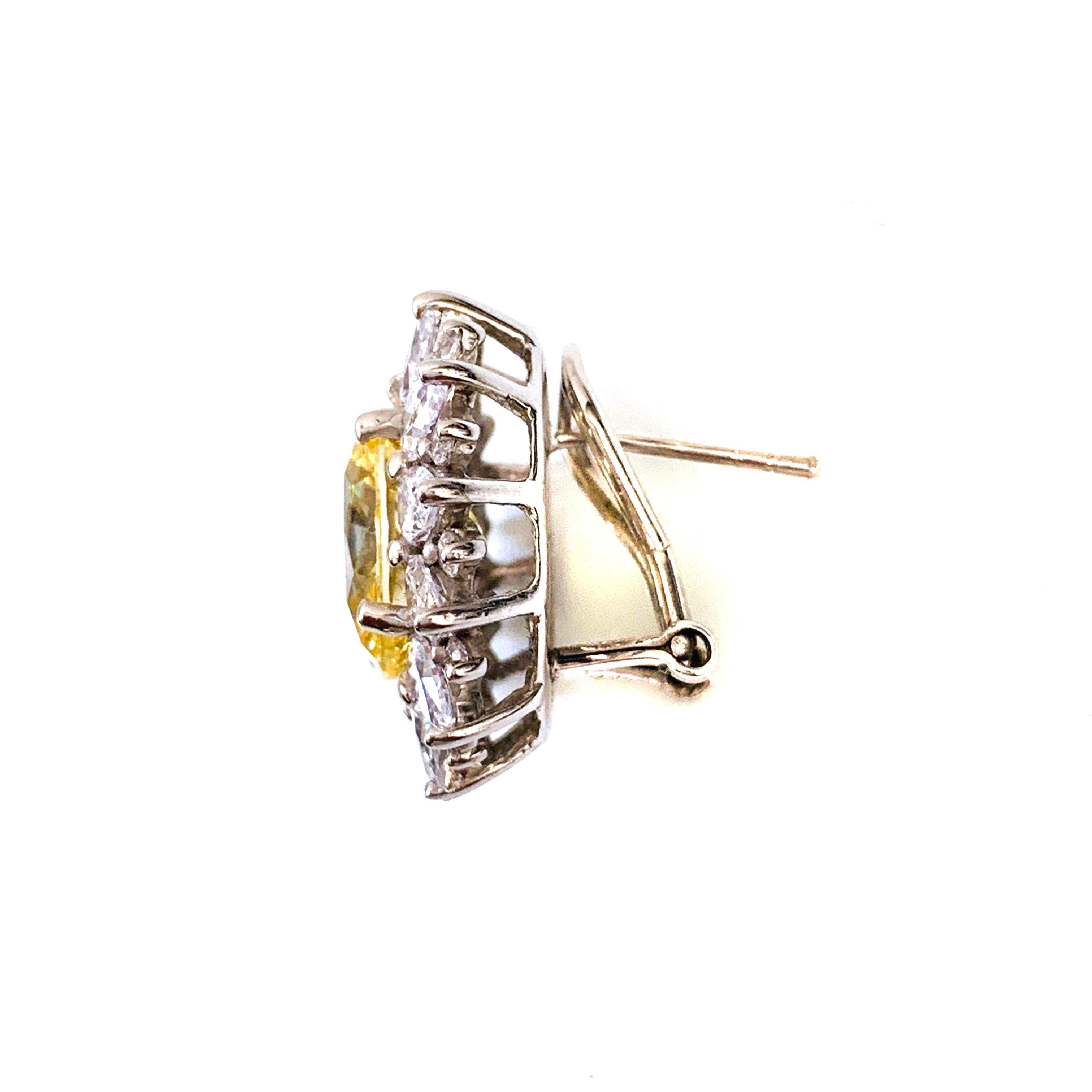 Oval Cut Bijoux Num Fabulous Faux Canary Diamond Button Earrings