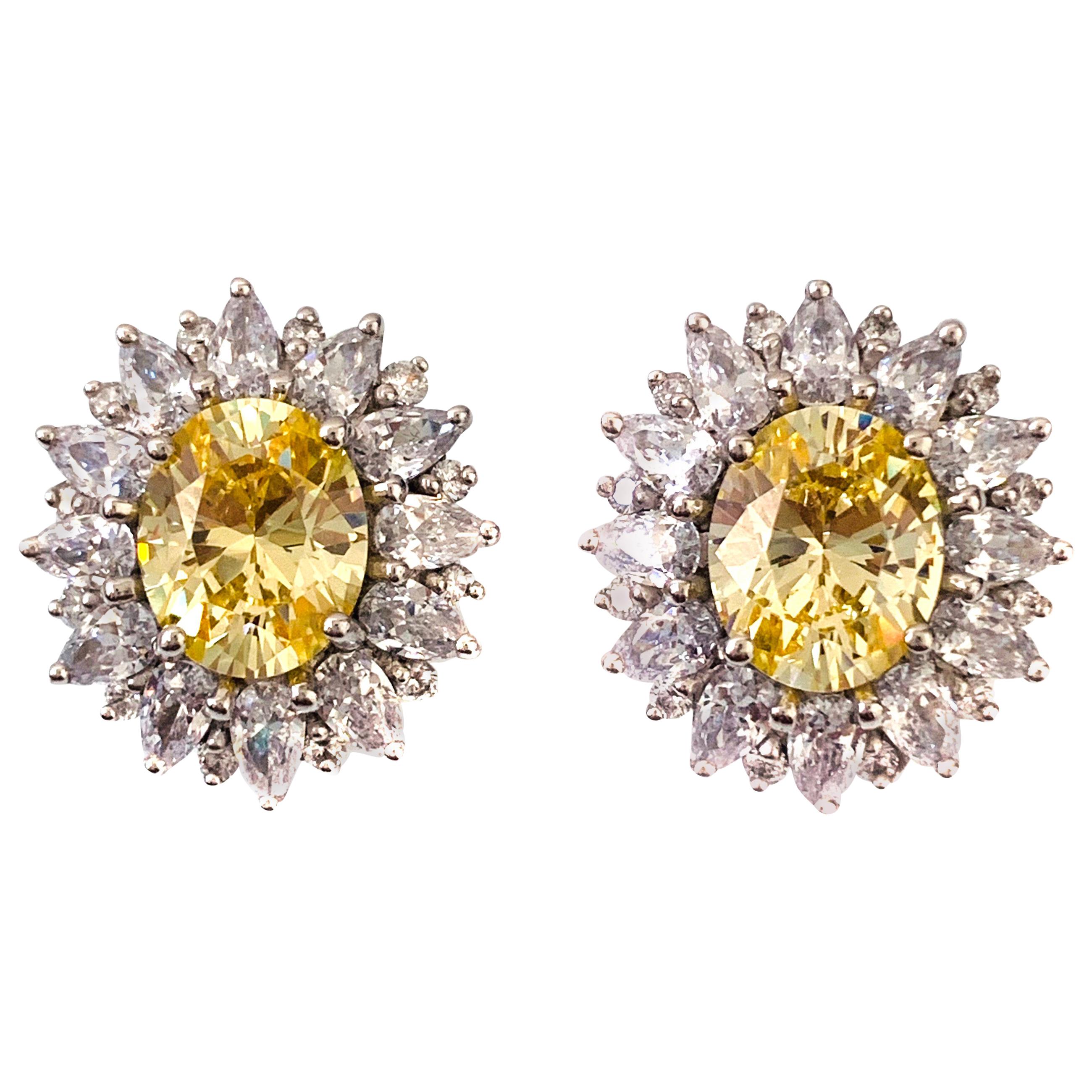 Bijoux Num Fabulous Faux Canary Diamond Button Earrings