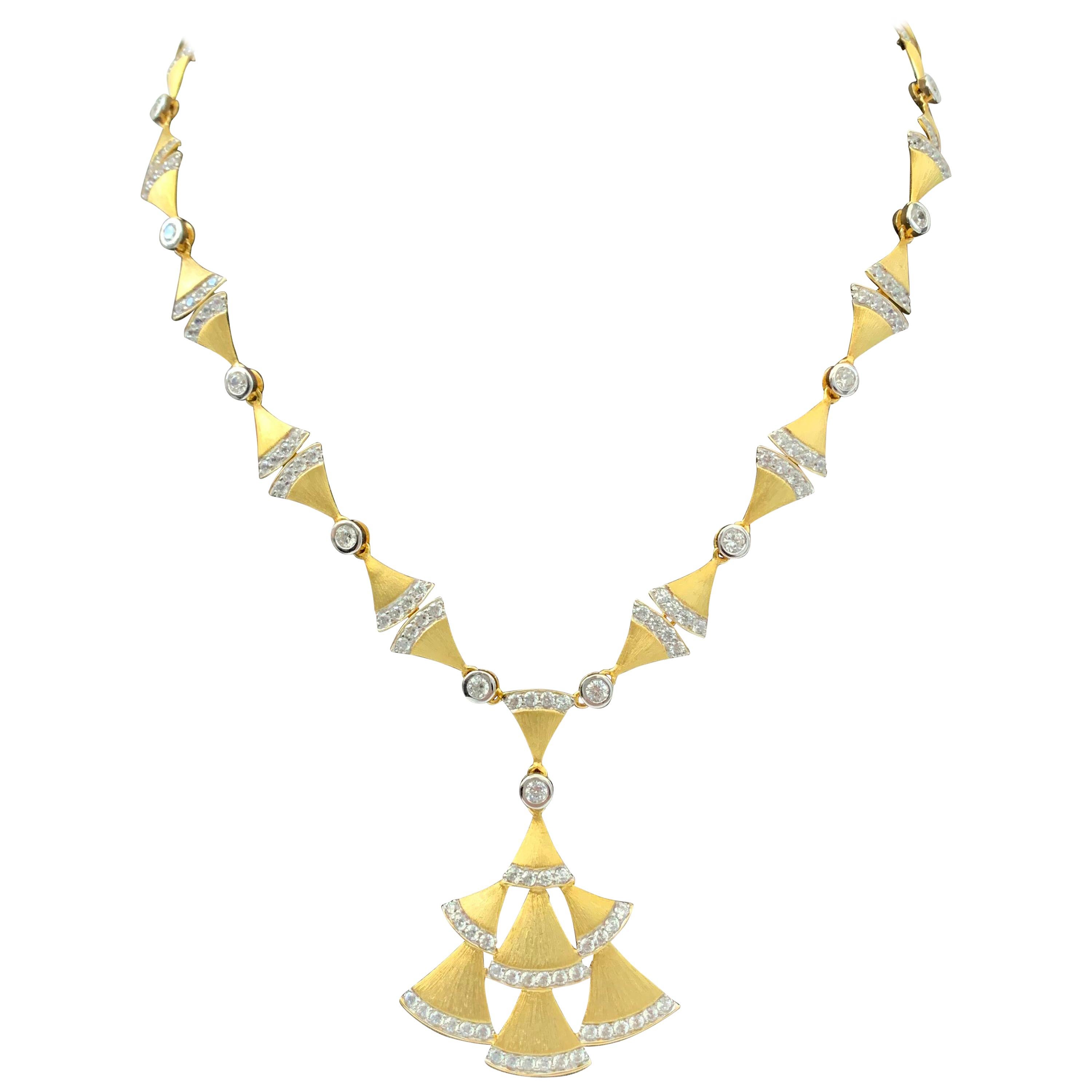 Bijoux Num Fan-shape Pendant Vermeil Necklace