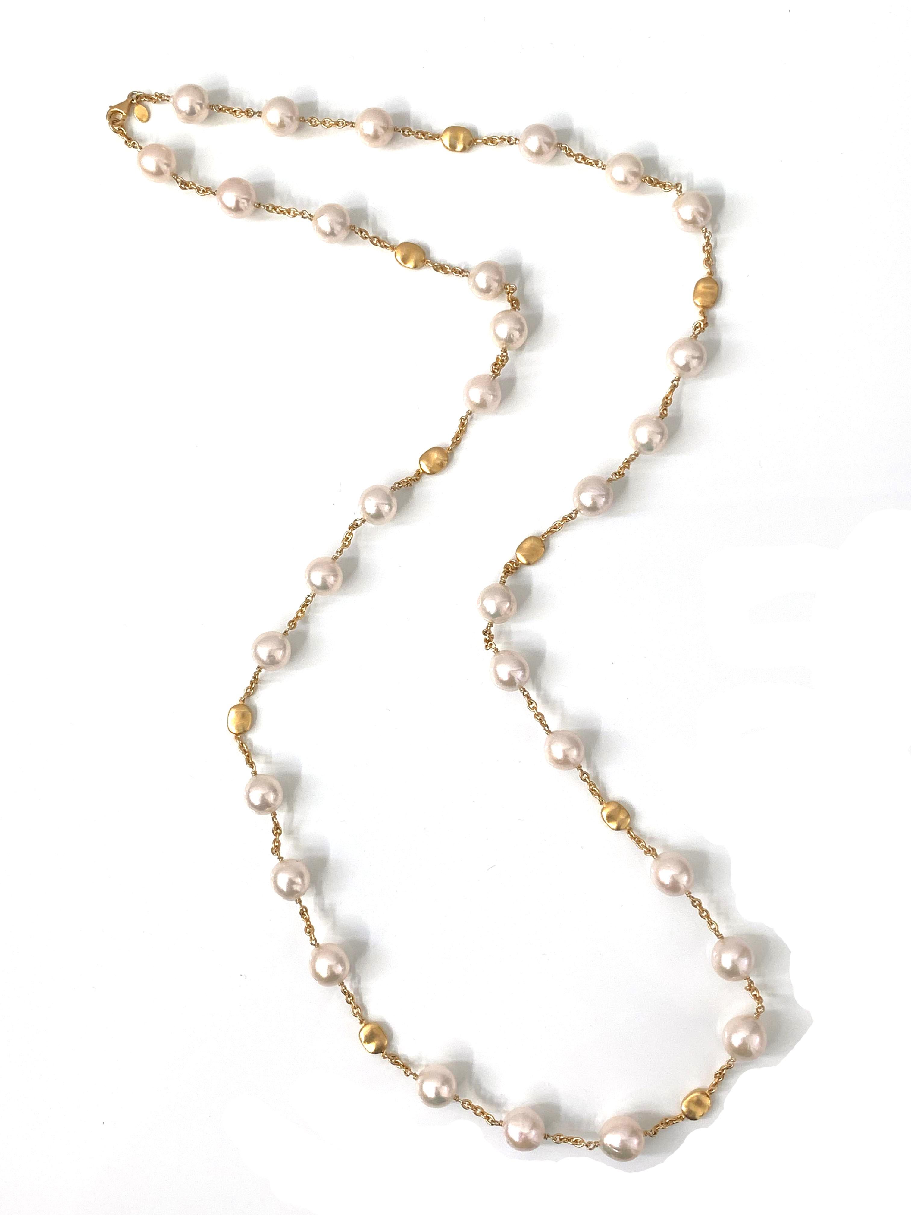Contemporary Bijoux Num Genuine Cultured Baroque Pearl Long Station Necklace