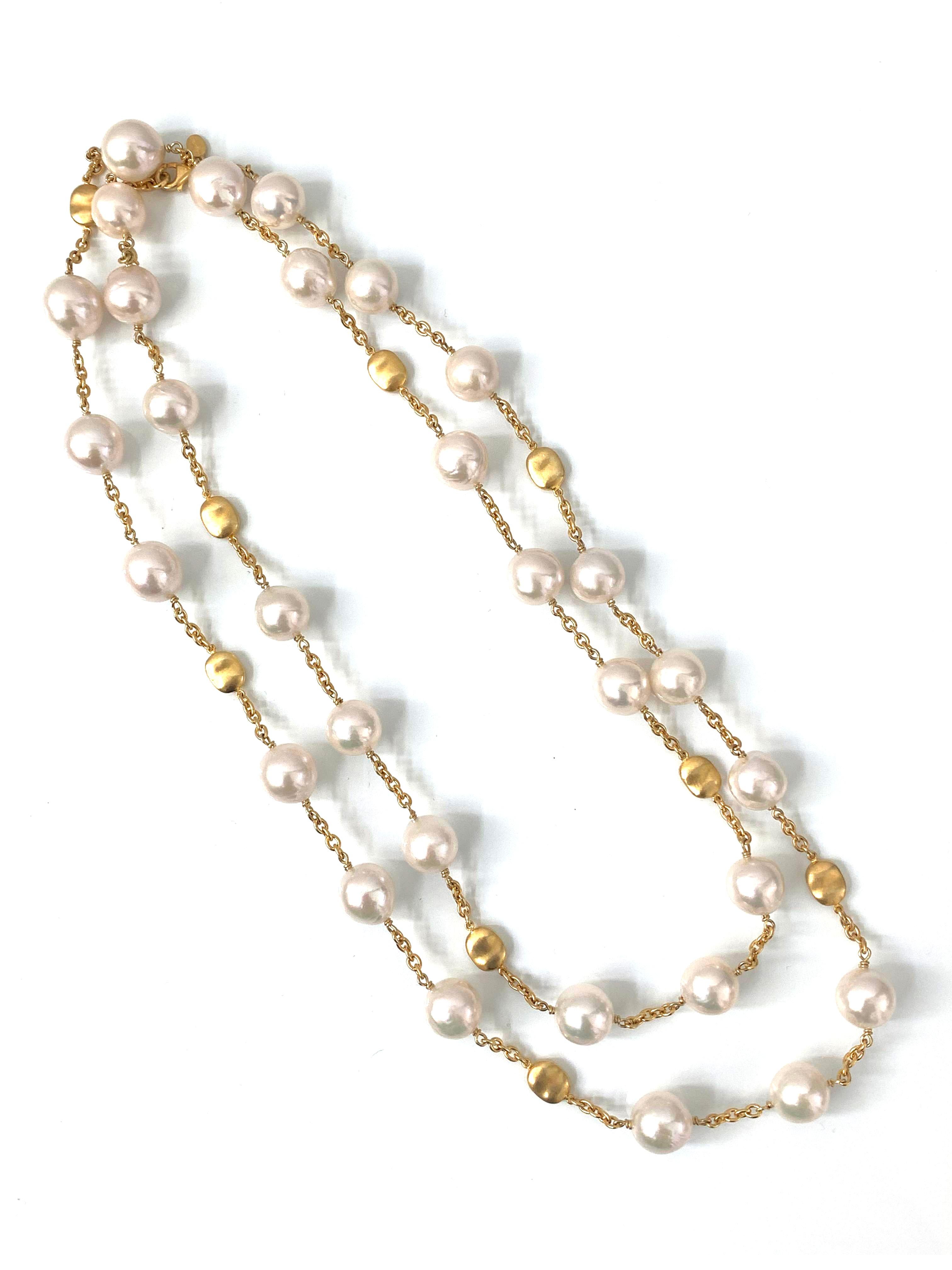 Bijoux Num Genuine Cultured Baroque Pearl Long Station Necklace In New Condition In Los Angeles, CA