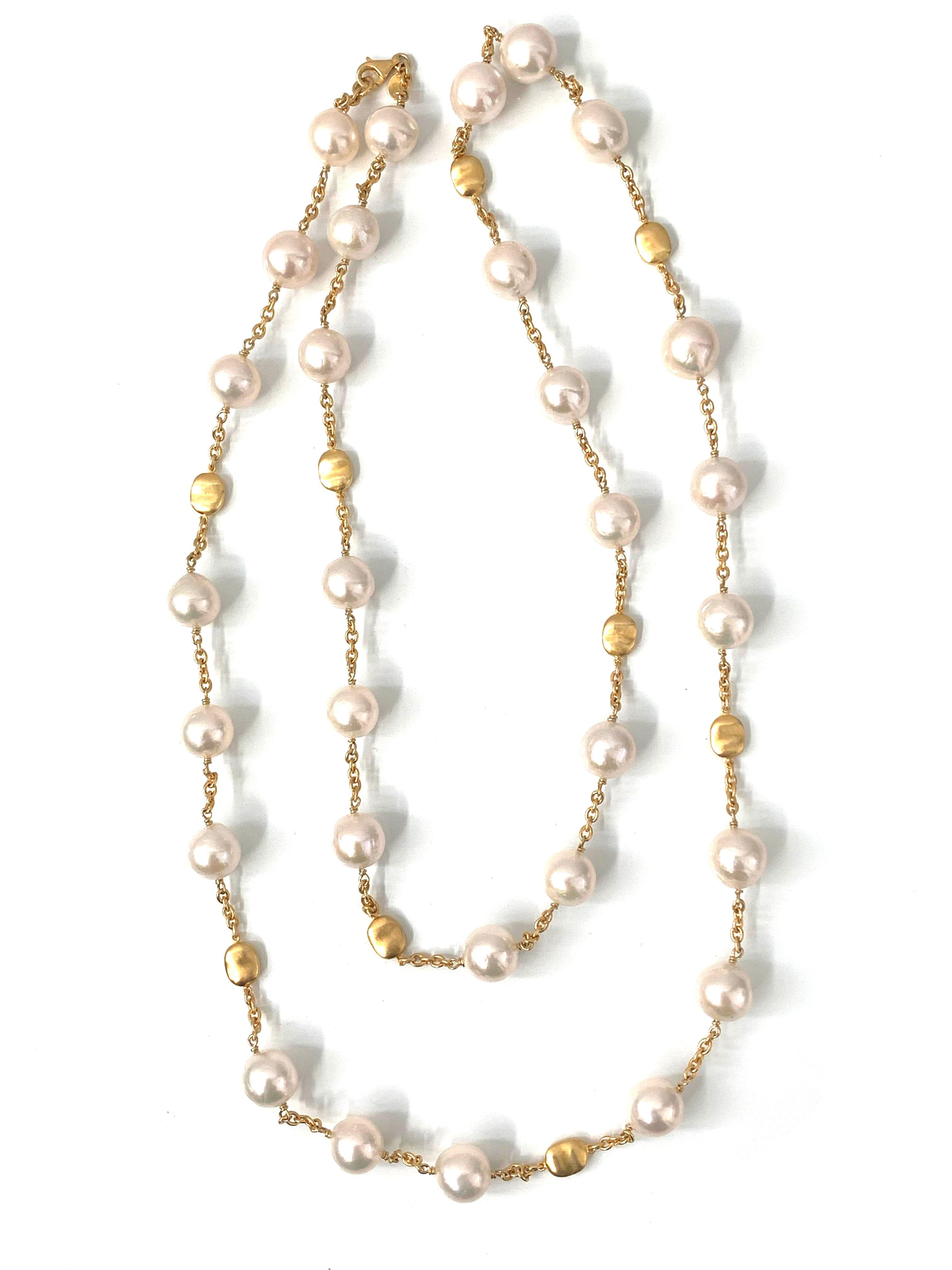 Women's Bijoux Num Genuine Cultured Baroque Pearl Long Station Necklace