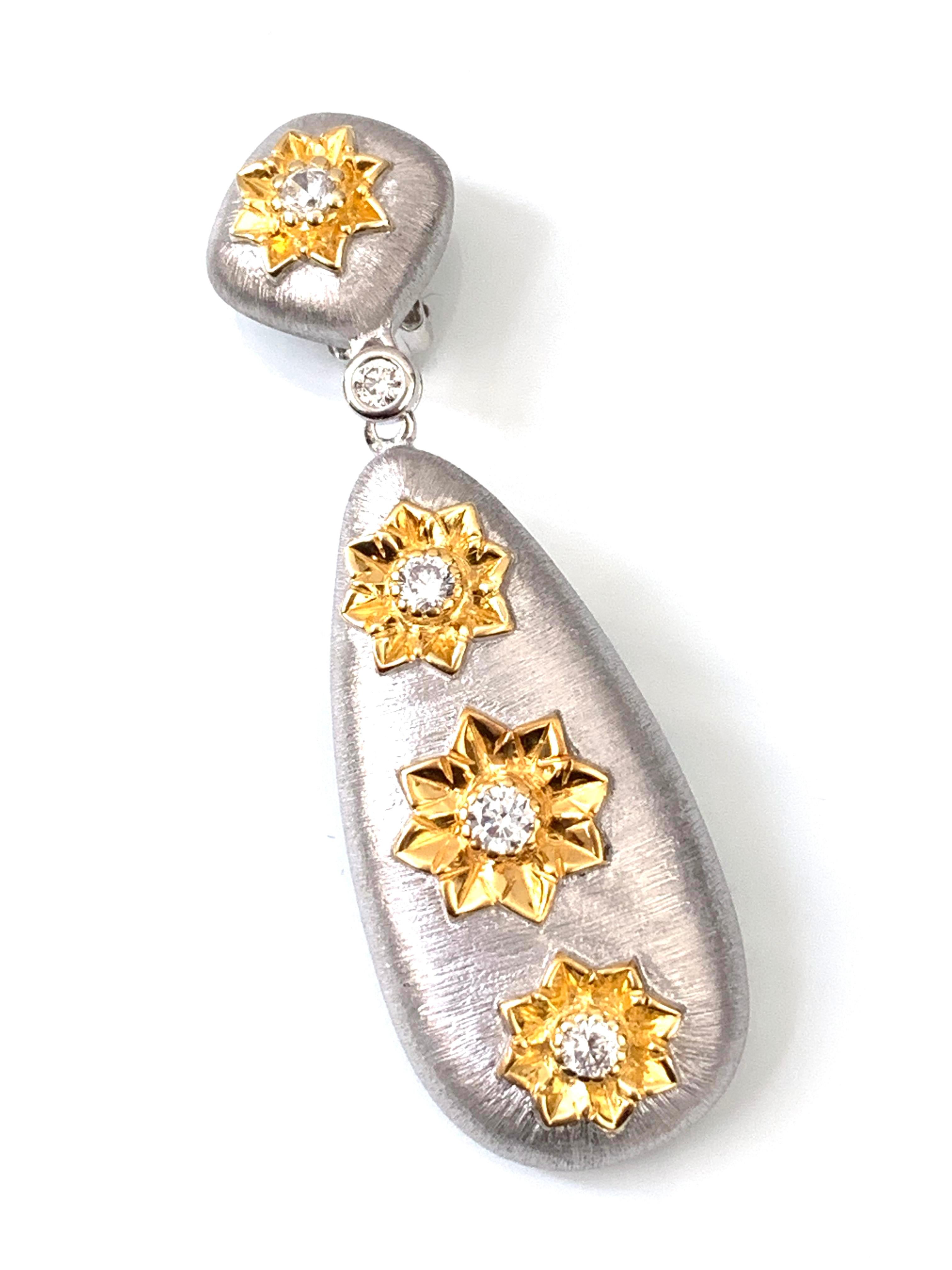Modern Bijoux Num Hand-engraved Sterling Silver CZ Teardrop Clip-on Earrings