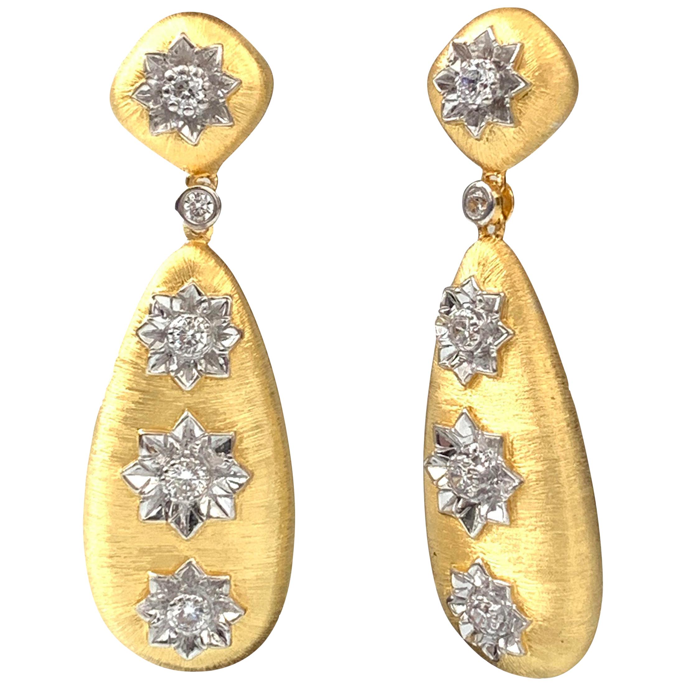Bijoux Num Hand-engraved Sterling Silver CZ Teardrop Earrings