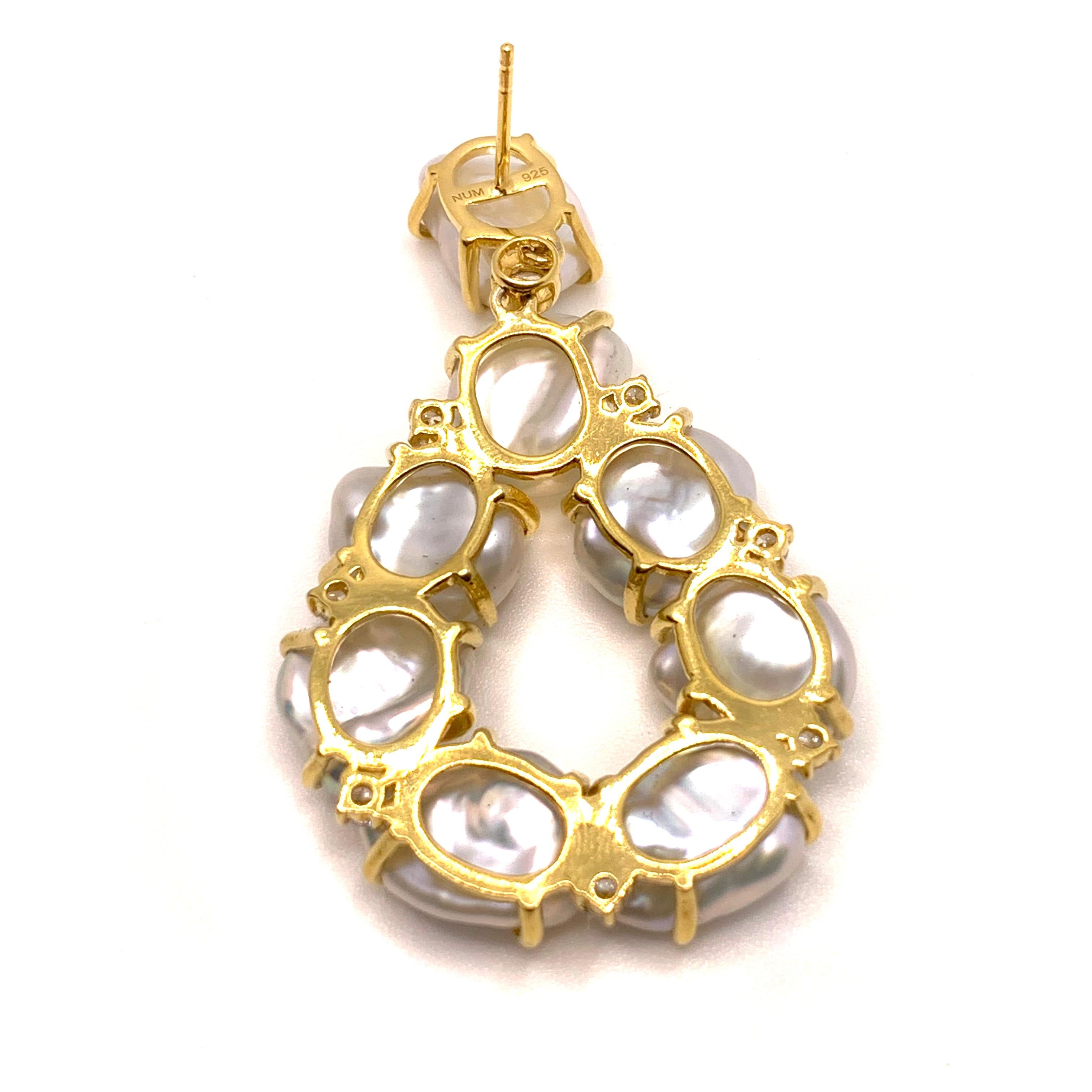 Women's Bijoux Num Keishi Pearl Open Pear Drop Earrings For Sale