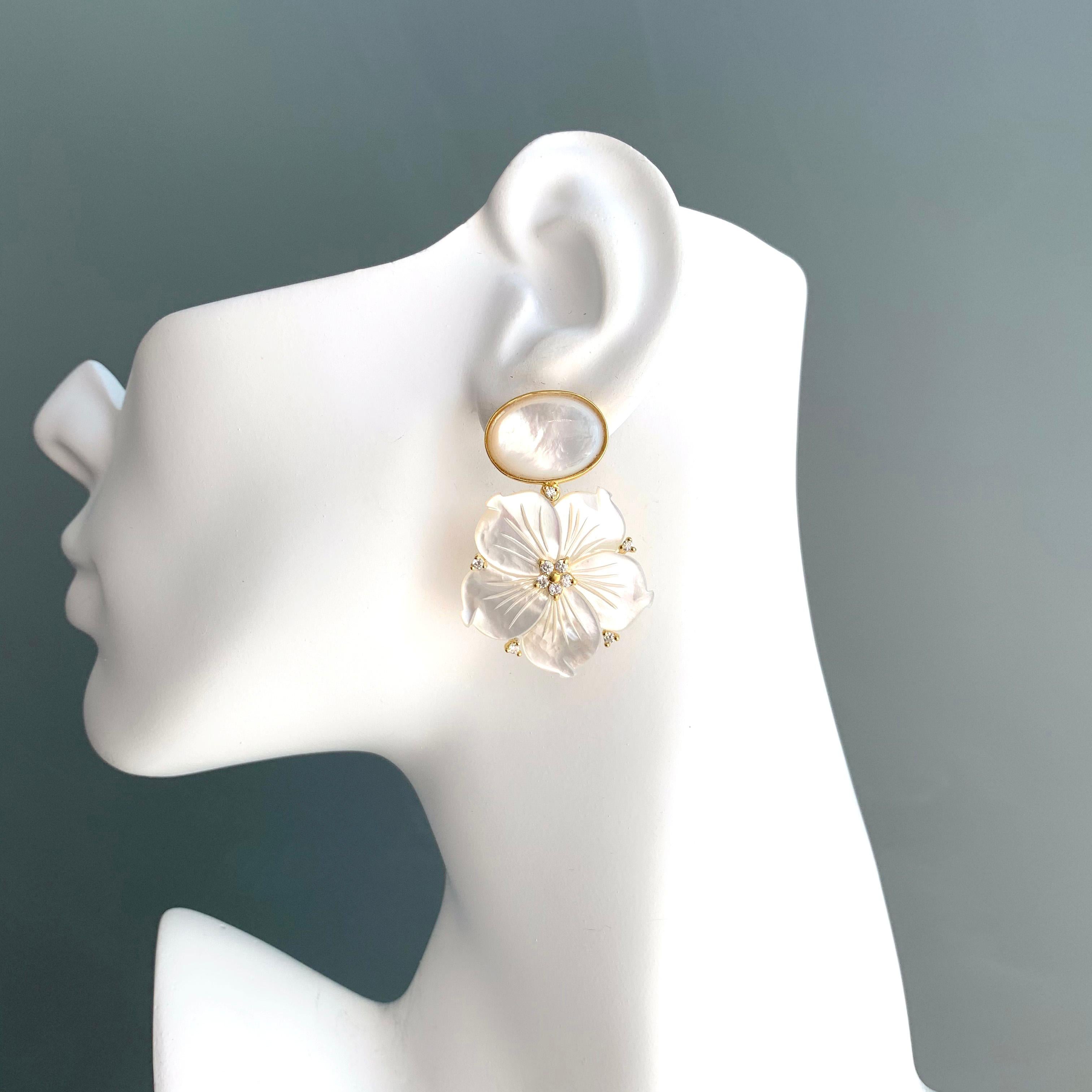 mother of pearl flower earrings