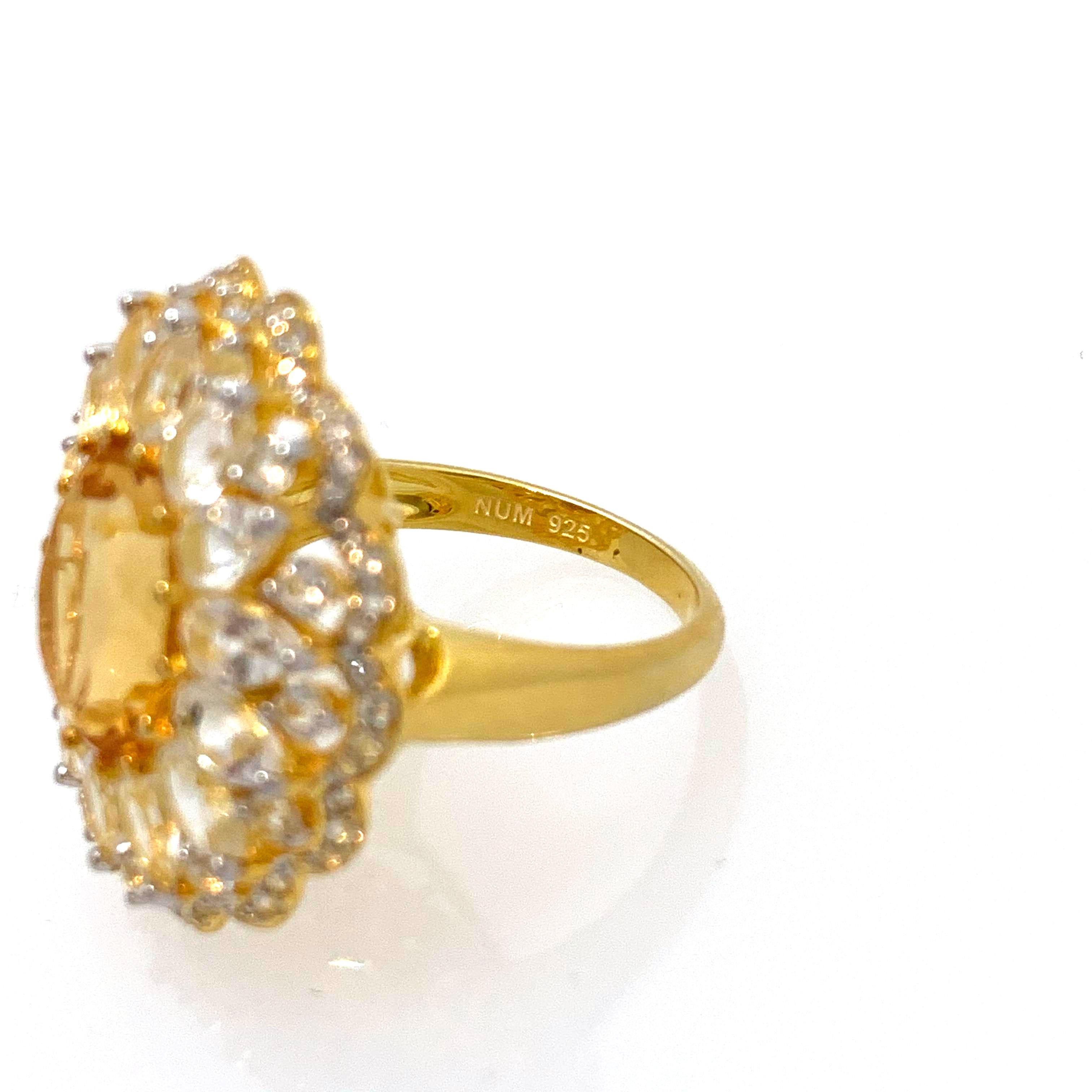 Bijoux Num Oval Citrine and White Topaz Cocktail Ring For Sale 4