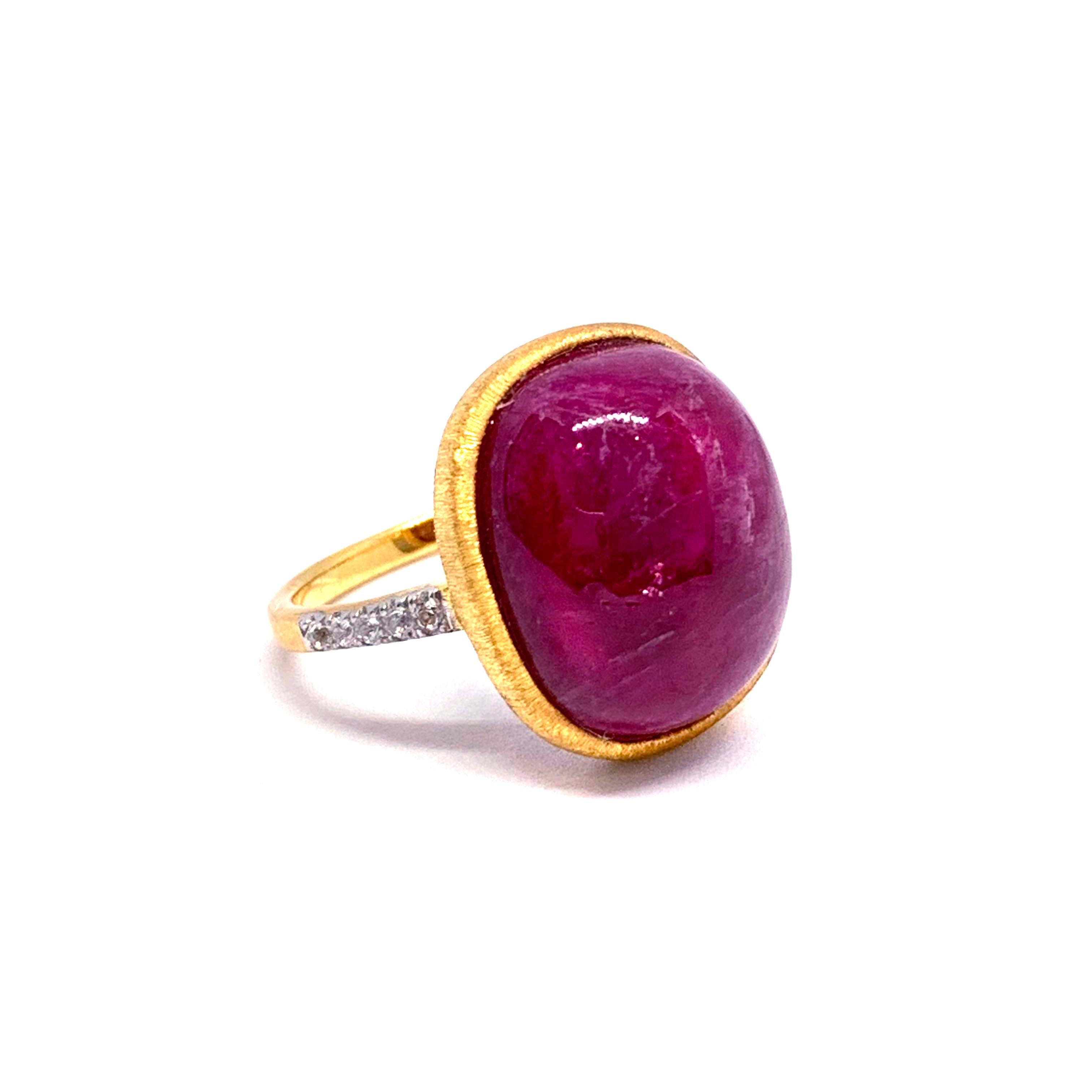 Oval Cut Oval cabochon Genuine Ruby Ring