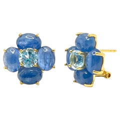Orecchini a fiore ovali di kyanite e topazio blu di Bijoux Num