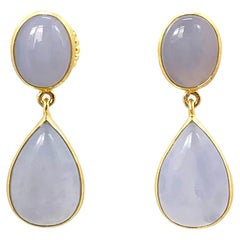 Bijoux Num Oval & Pear Shape Chalcedony Vermeil Drop Earrings
