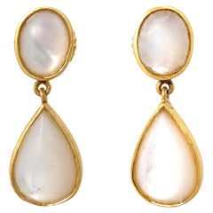 Bijoux Num Oval & Pear Shape Mother of Pearl Vermeil Drop Earrings