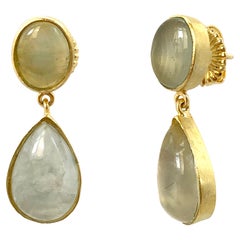 Bijoux Num Oval & Pear Shape Prehnite Vermeil Drop Earrings