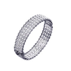 Bijoux Bracelet en argent sterling plaqué platine avec diamants en forme de nœud papillon CZ