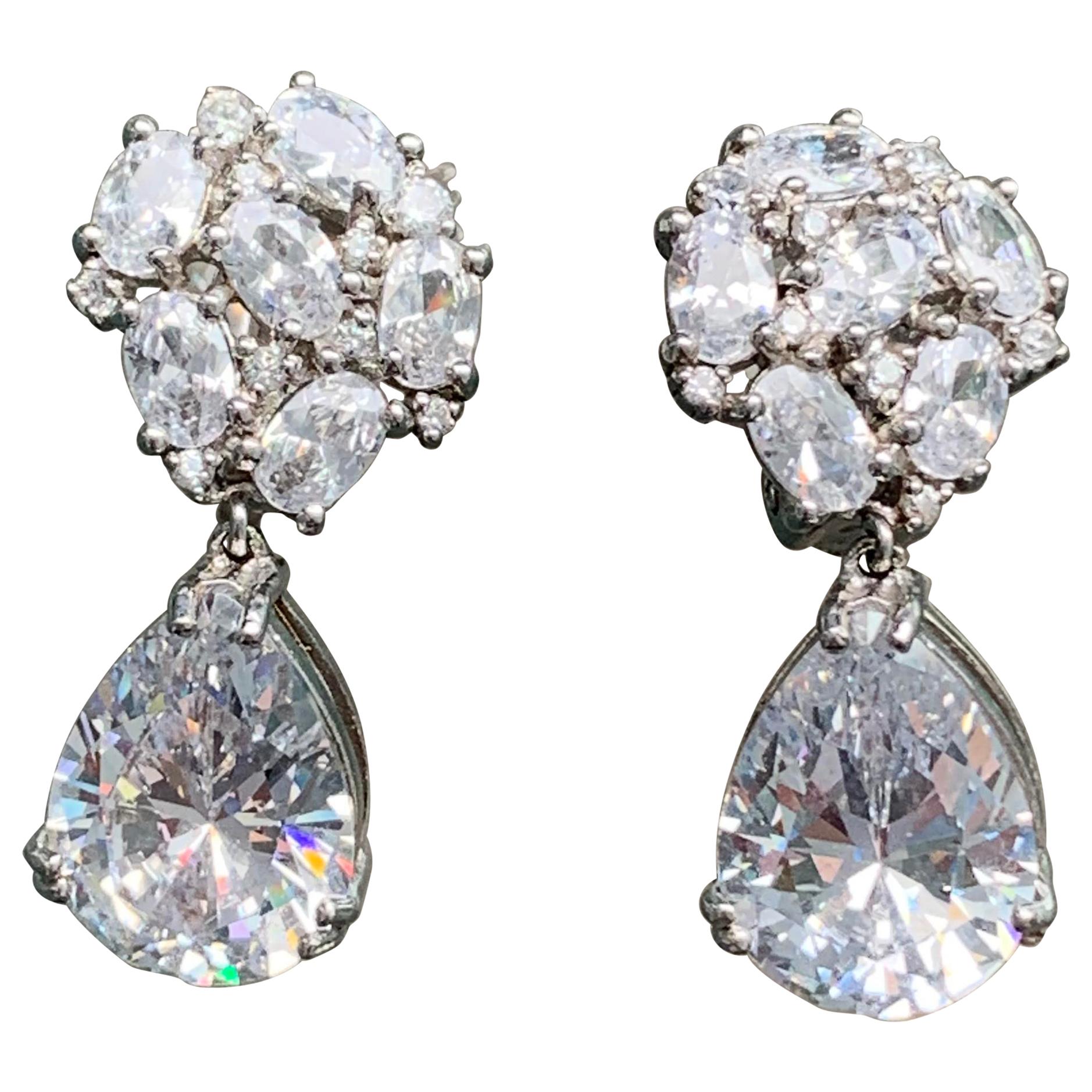 Bijoux Num Pear Shape Faux Diamond Drop Earrings